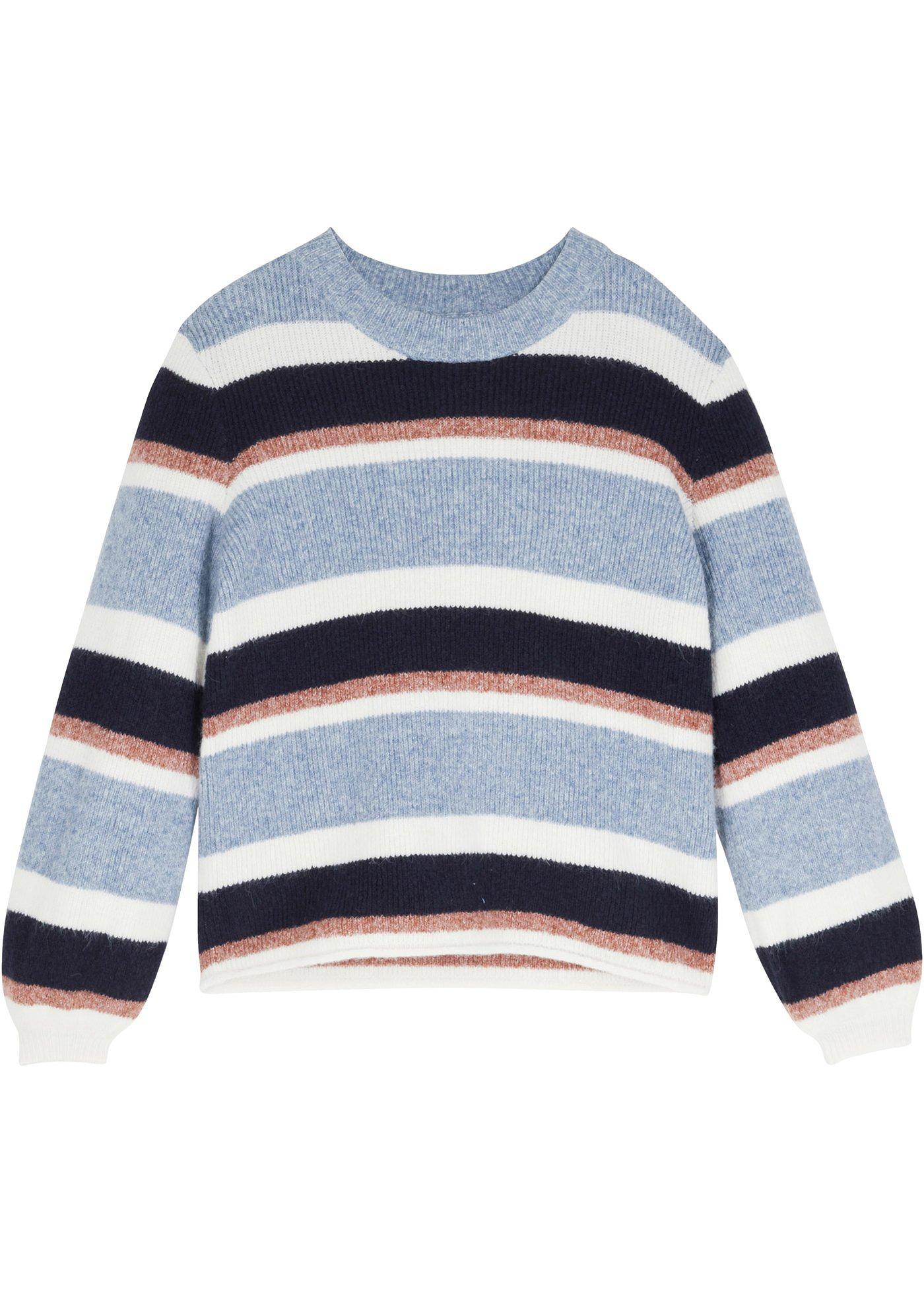 Pull fille en grosse maille à rayures