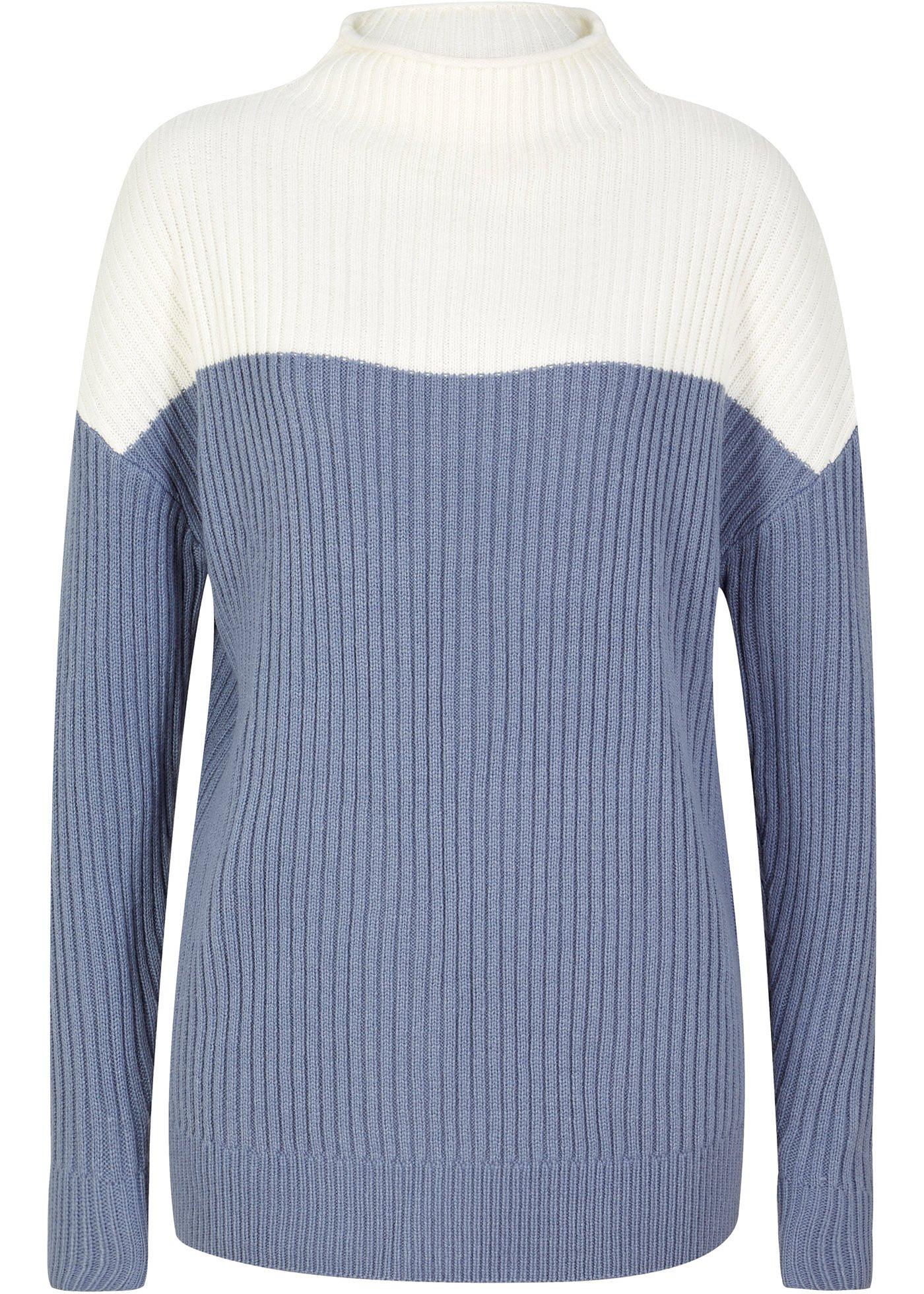 Pull color block à col montant