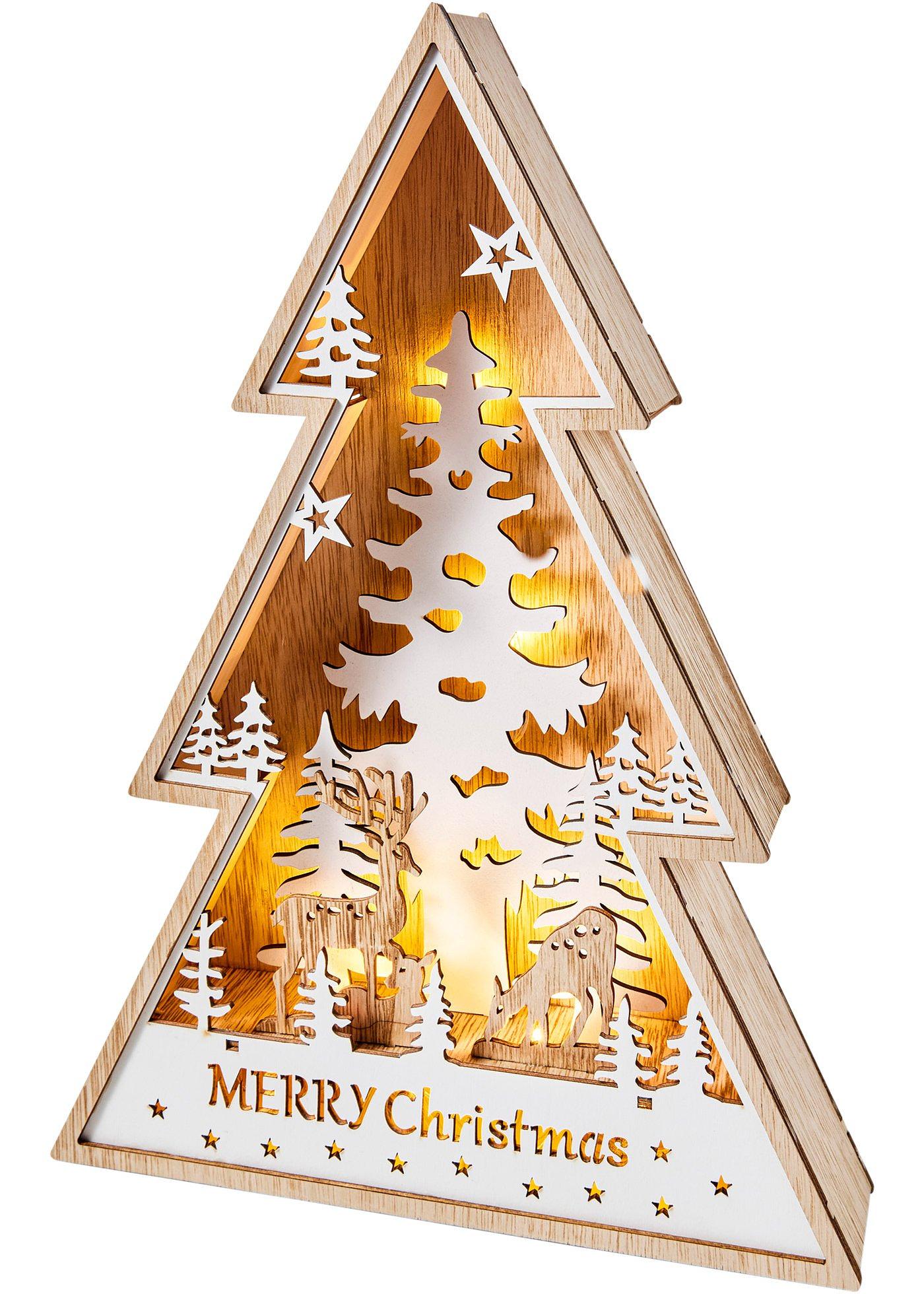 Objet déco LED sapin de Noël avec renne