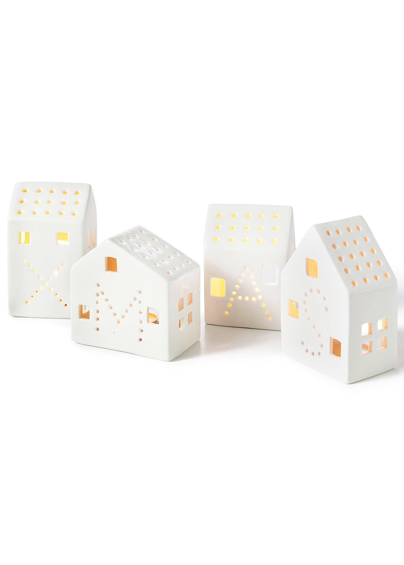 Photophore en forme de maison (Ens. 4 pces.)