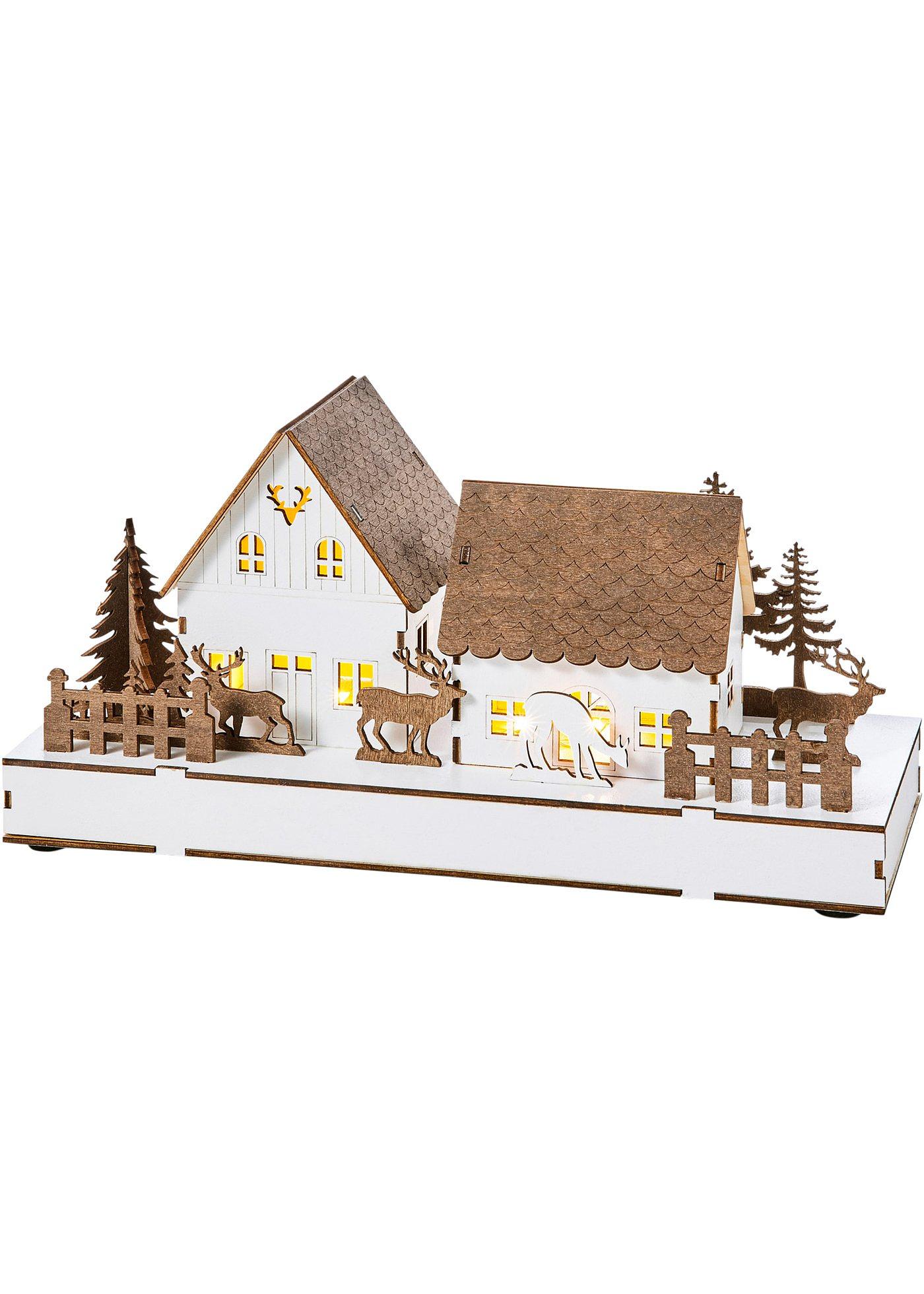 Objet déco LED avec paysage de Noël