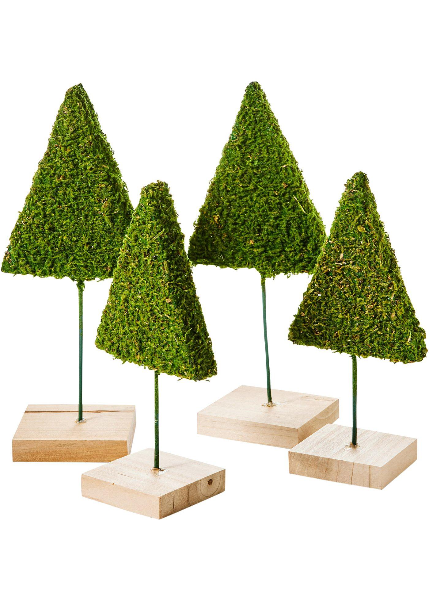 Objet déco sapin de Noël avec effet mousse (Ens. 4 pces.)