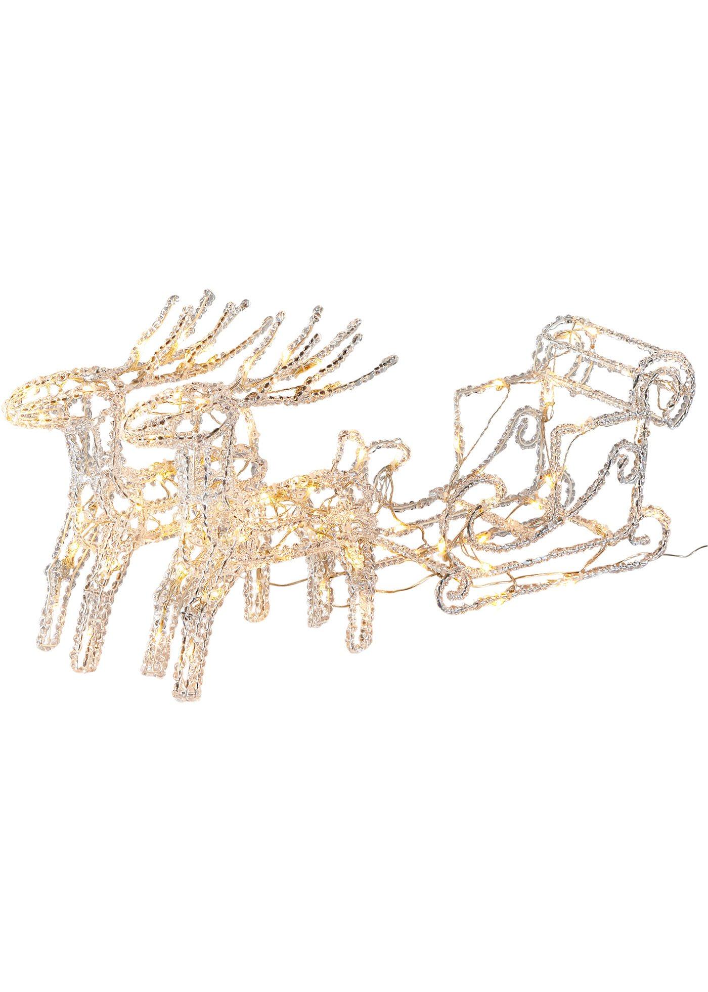 Objet déco LED rennes avec traîneau