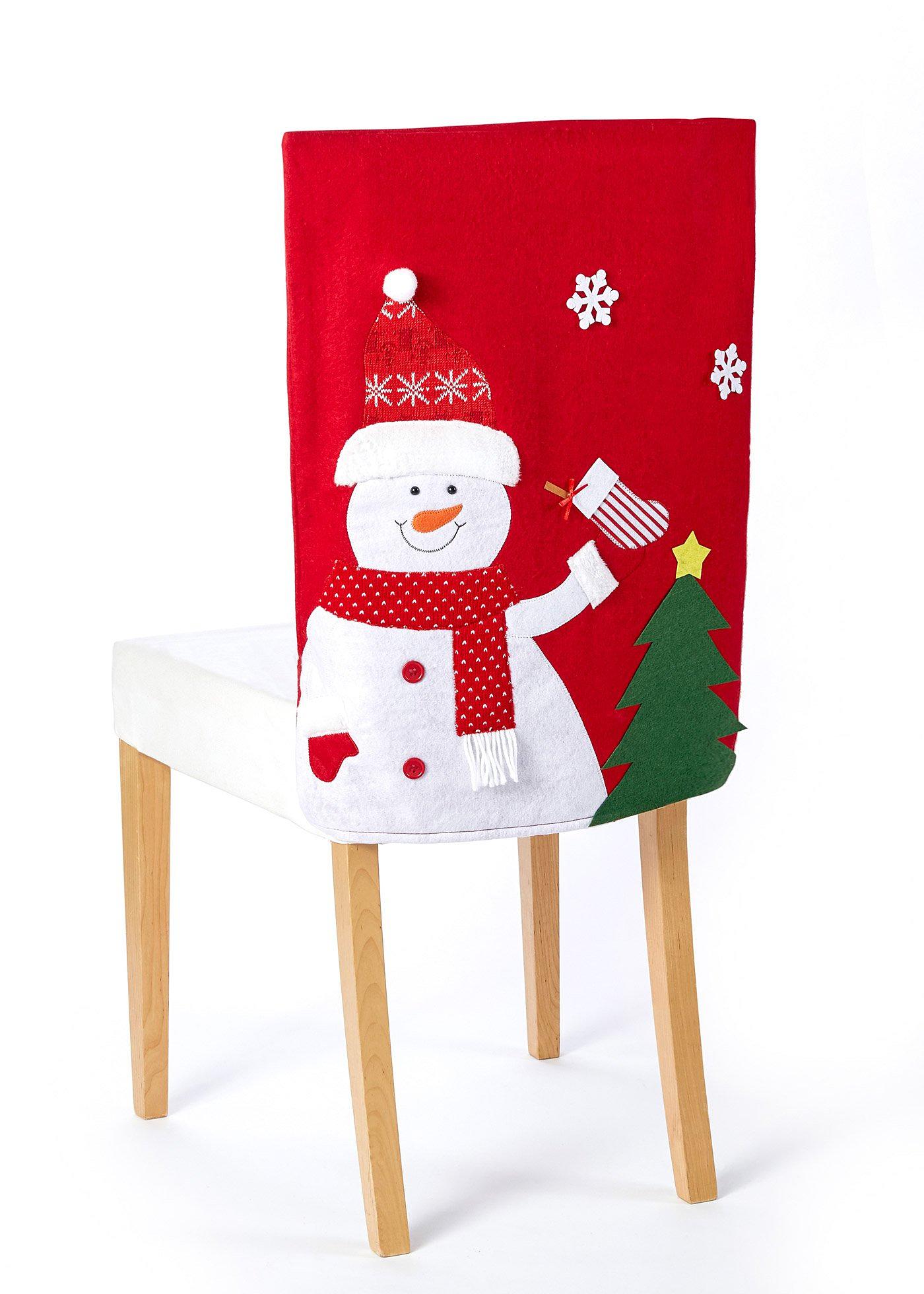 Lot de 2 housses de chaise avec bonhomme de neige et élan
