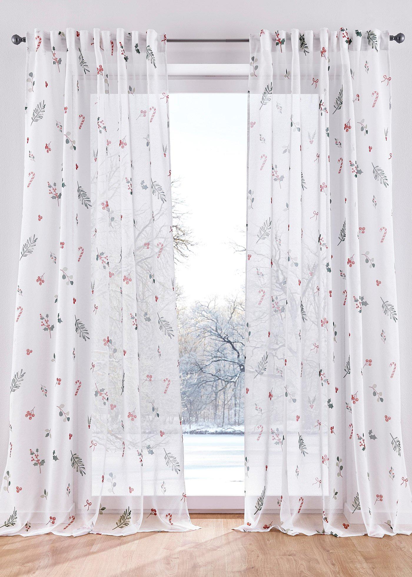 Voilage avec imprimé Noël (1 pce.)