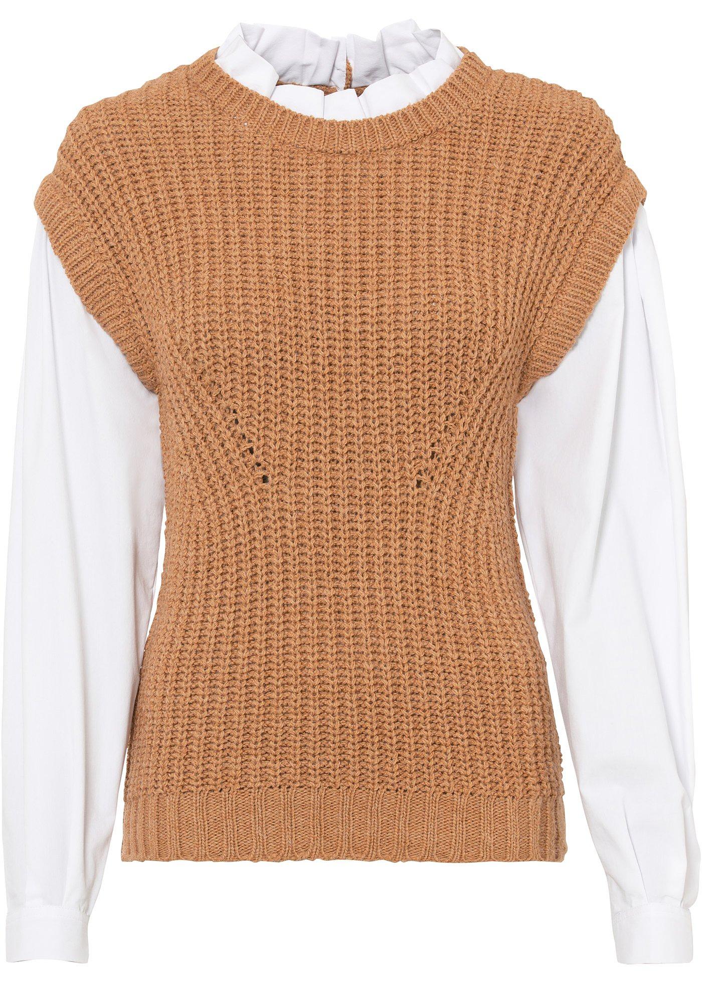 Pull sans manches avec empiècement chemisier