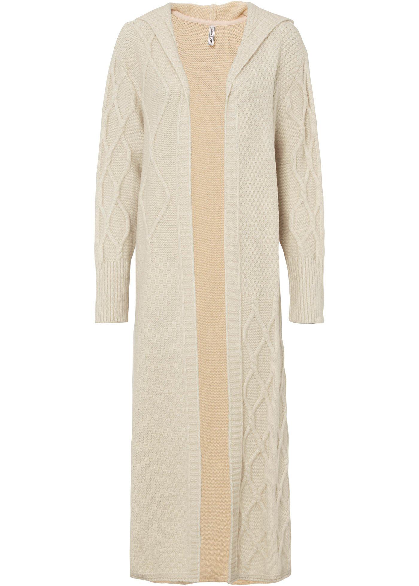 Cardigan long avec motif en tricot