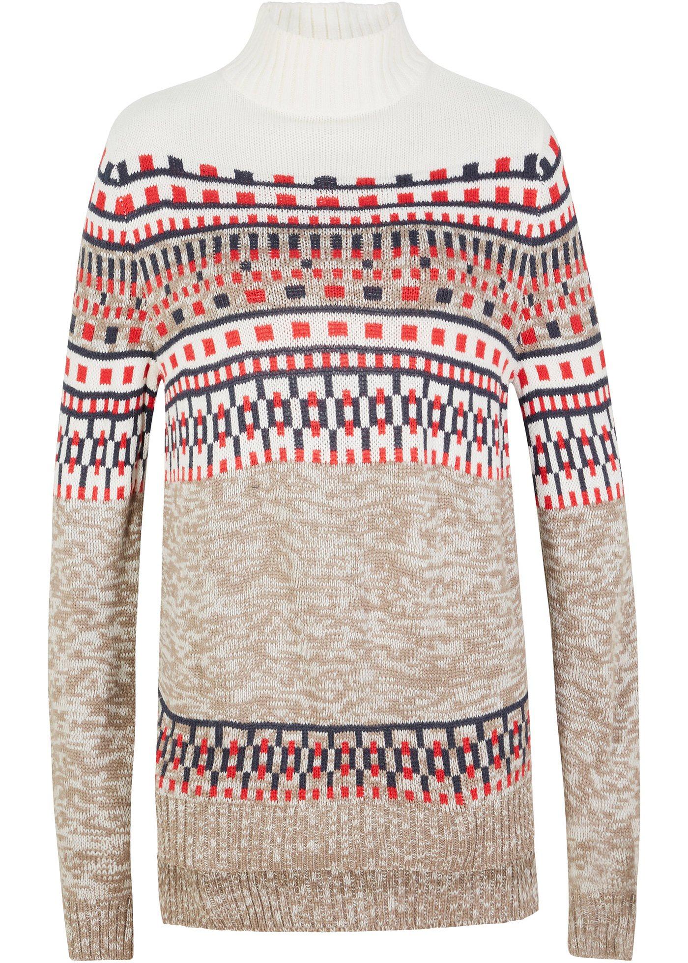 Pull court devant long derrière avec motif norvégien