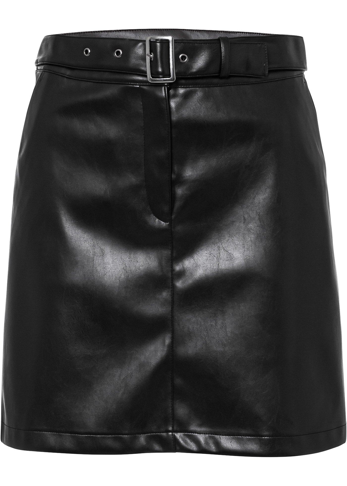 Jupe en synthétique imitation cuir avec boucle de ceinture