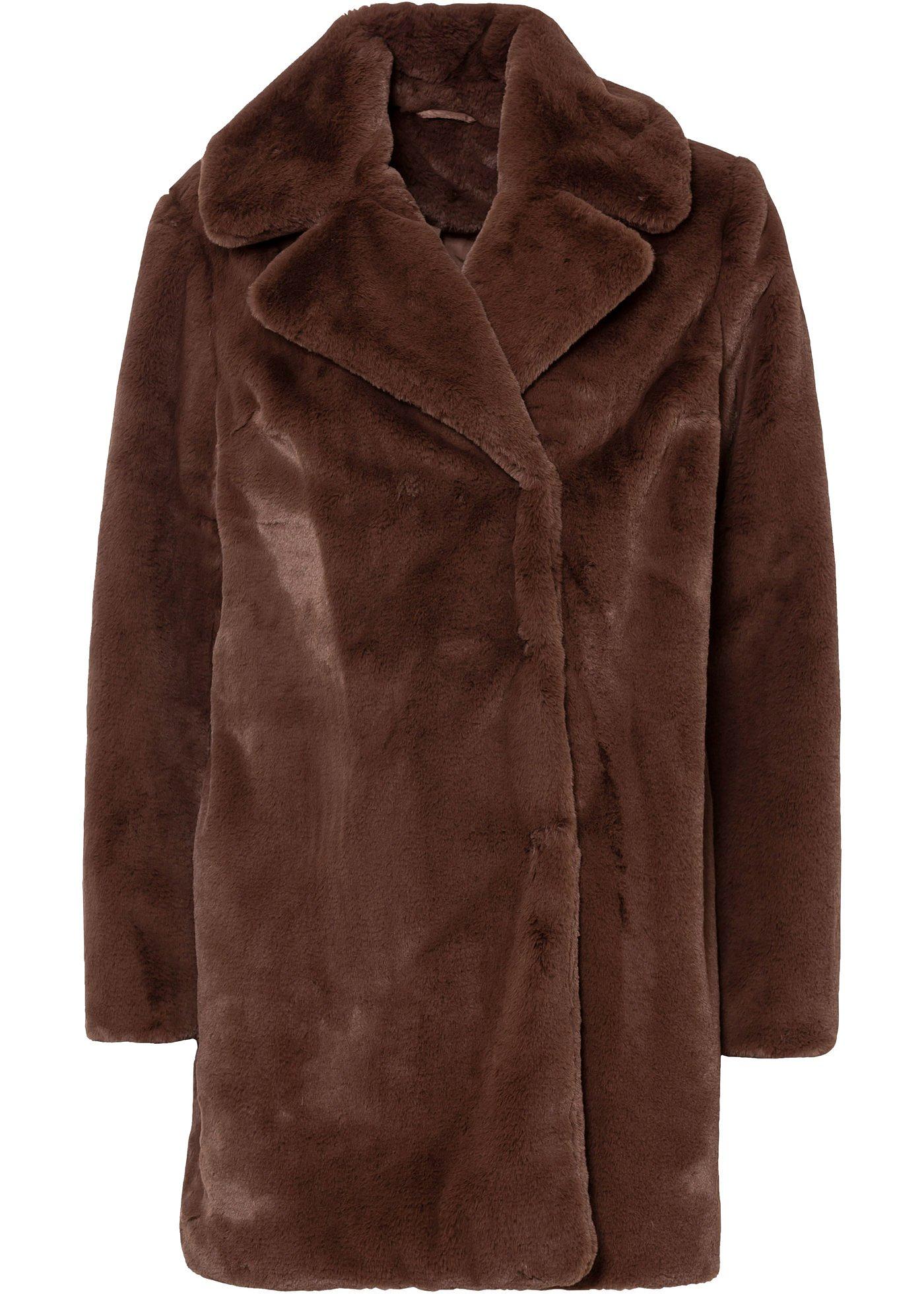 Veste longue douillette en synthétique imitation fourrure