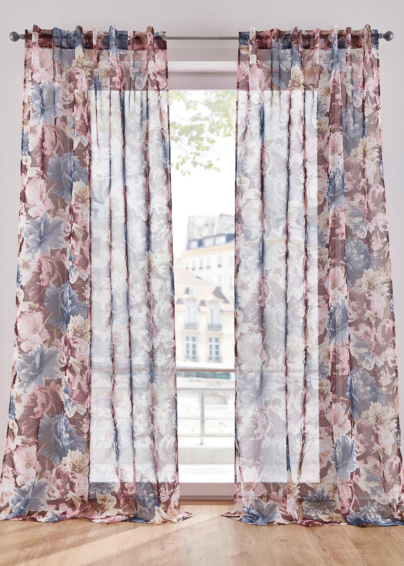 Voilage à imprimé floral (1 pce.)