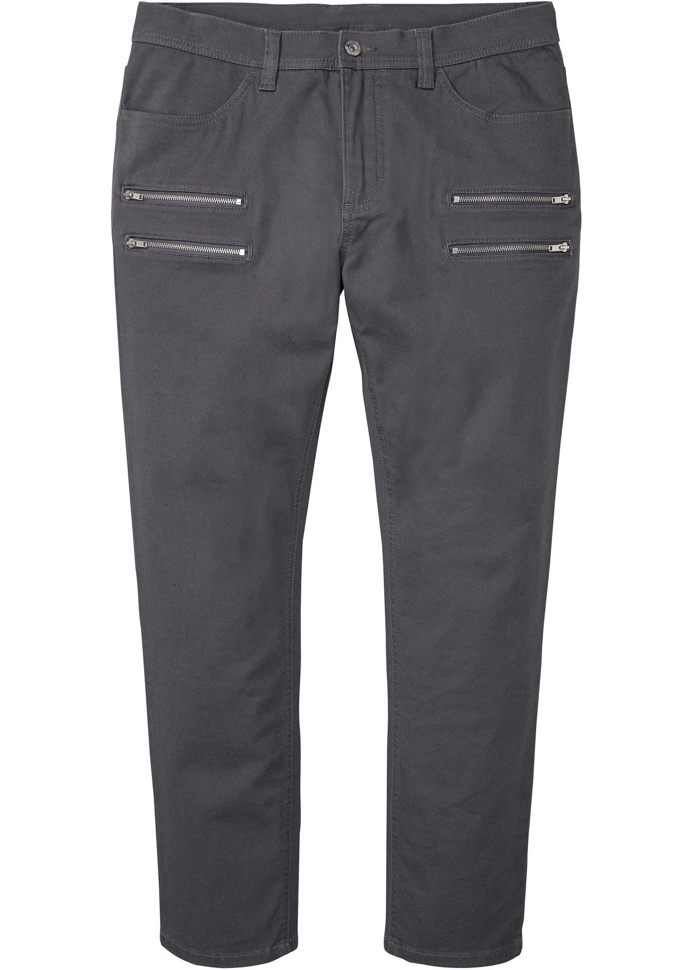 Pantalon extensible Regular Fit avec poches zippées décoratives, Tapered