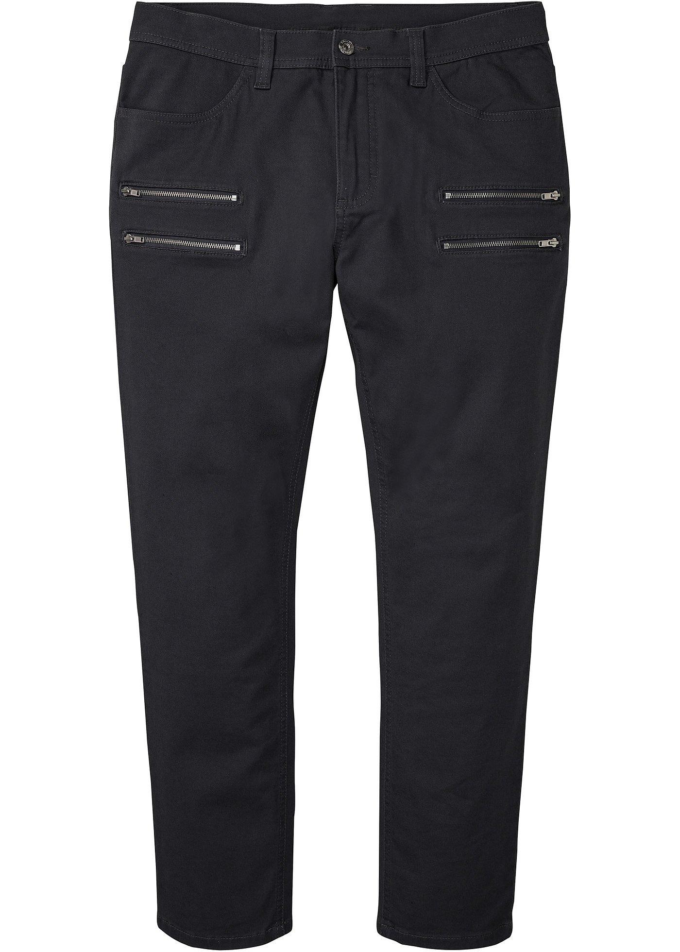 Pantalon extensible Regular Fit avec poches zippées décoratives, Tapered