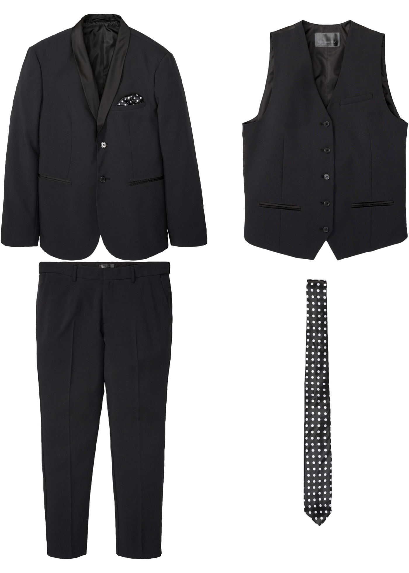 Costume (Ens. 4 pces.) : veste, pantalon, gilet, cravate
