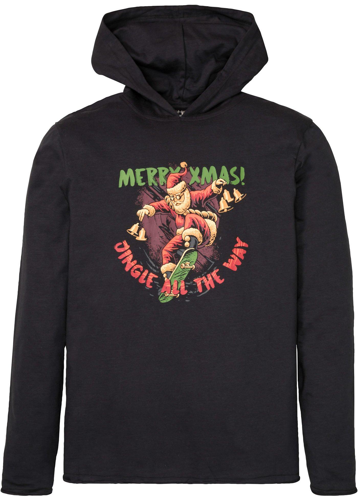 T-shirt manches longues à capuche avec motif Noël