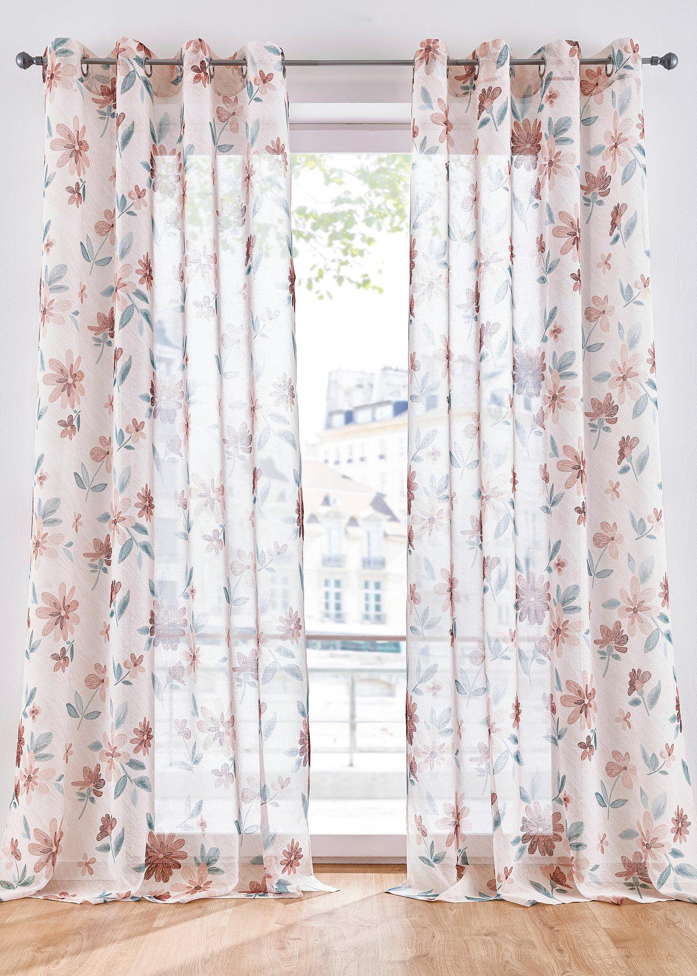 Voilage à imprimé floral (1 pce.)