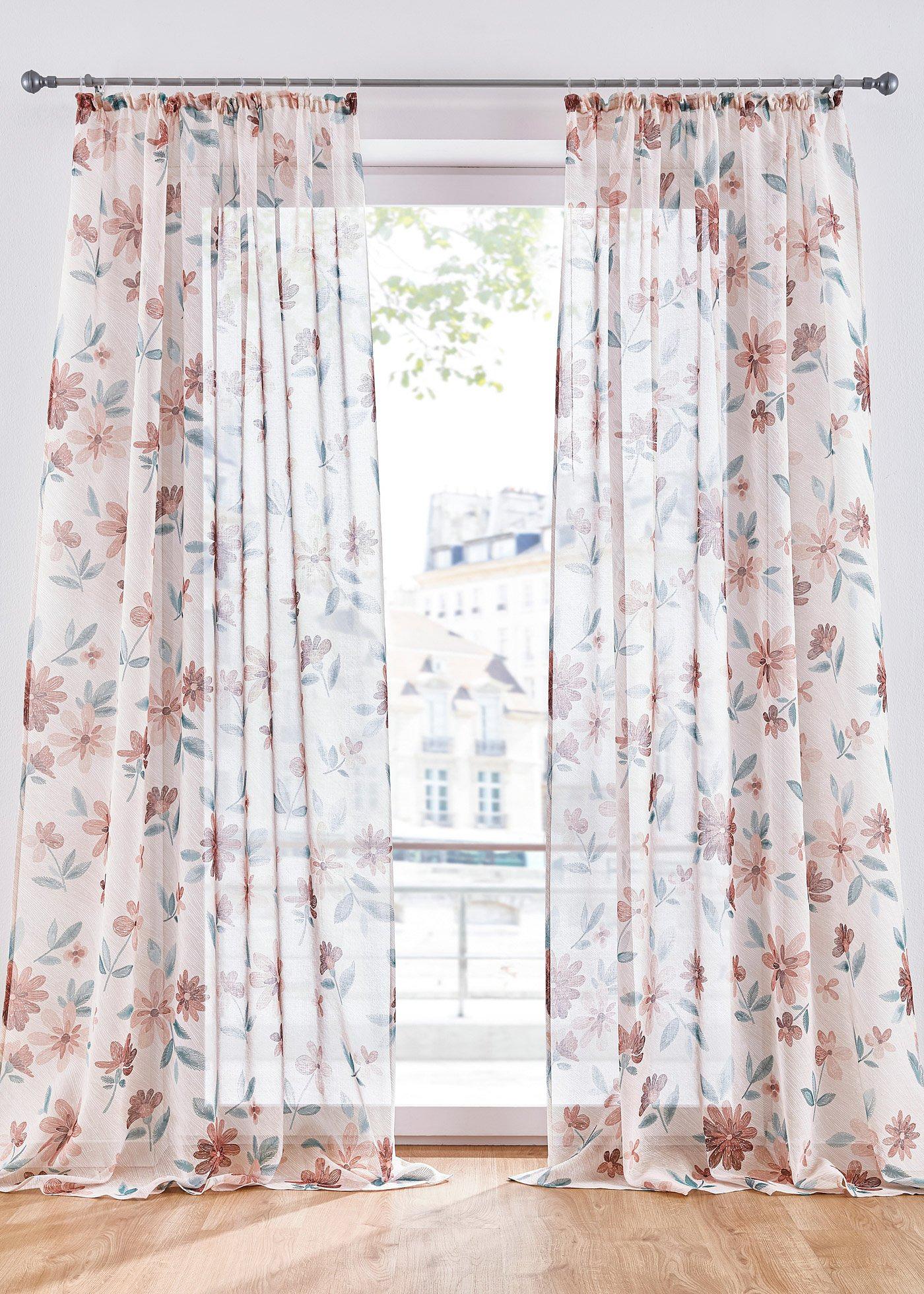 Voilage à imprimé floral (1 pce.)