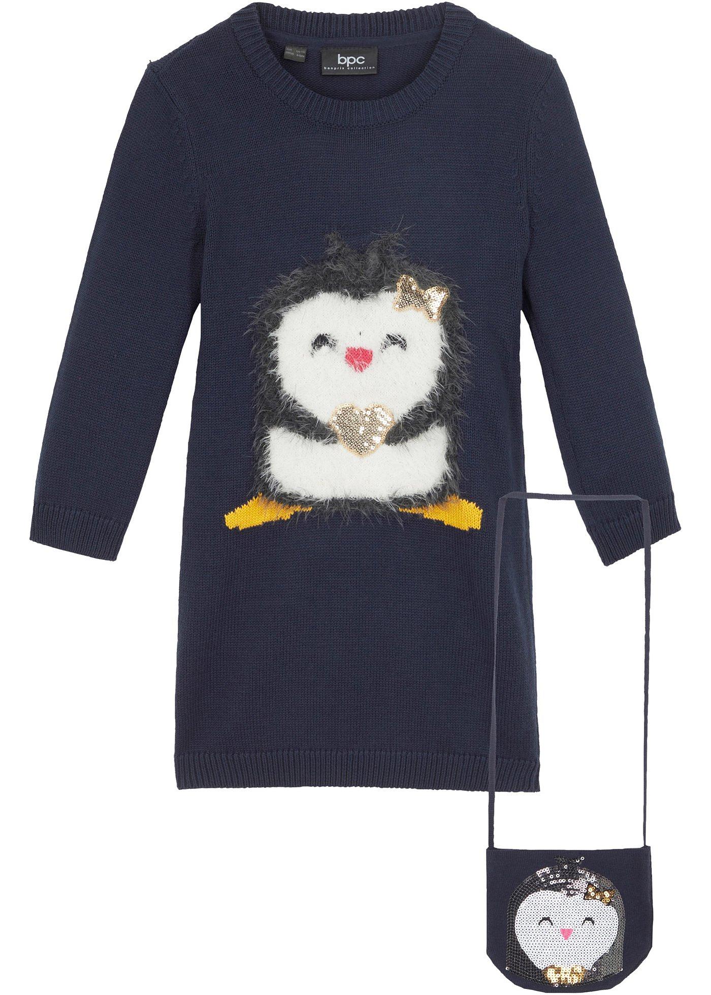 Robe en maille fille avec sac (Ens. 2 pces.)