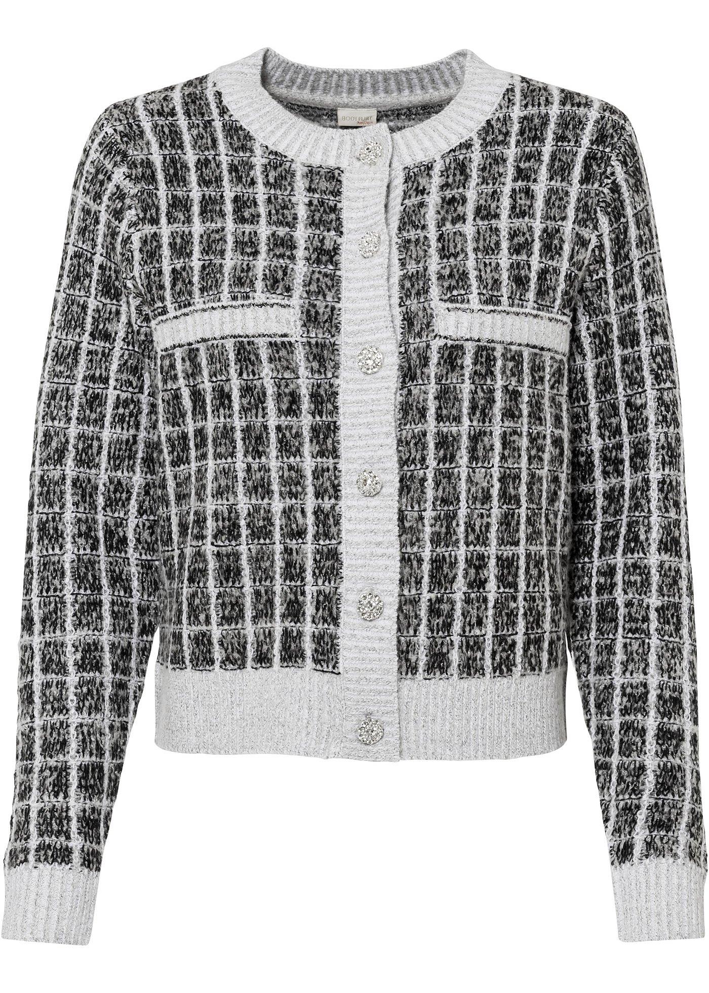 Gilet en maille avec bouton bijou