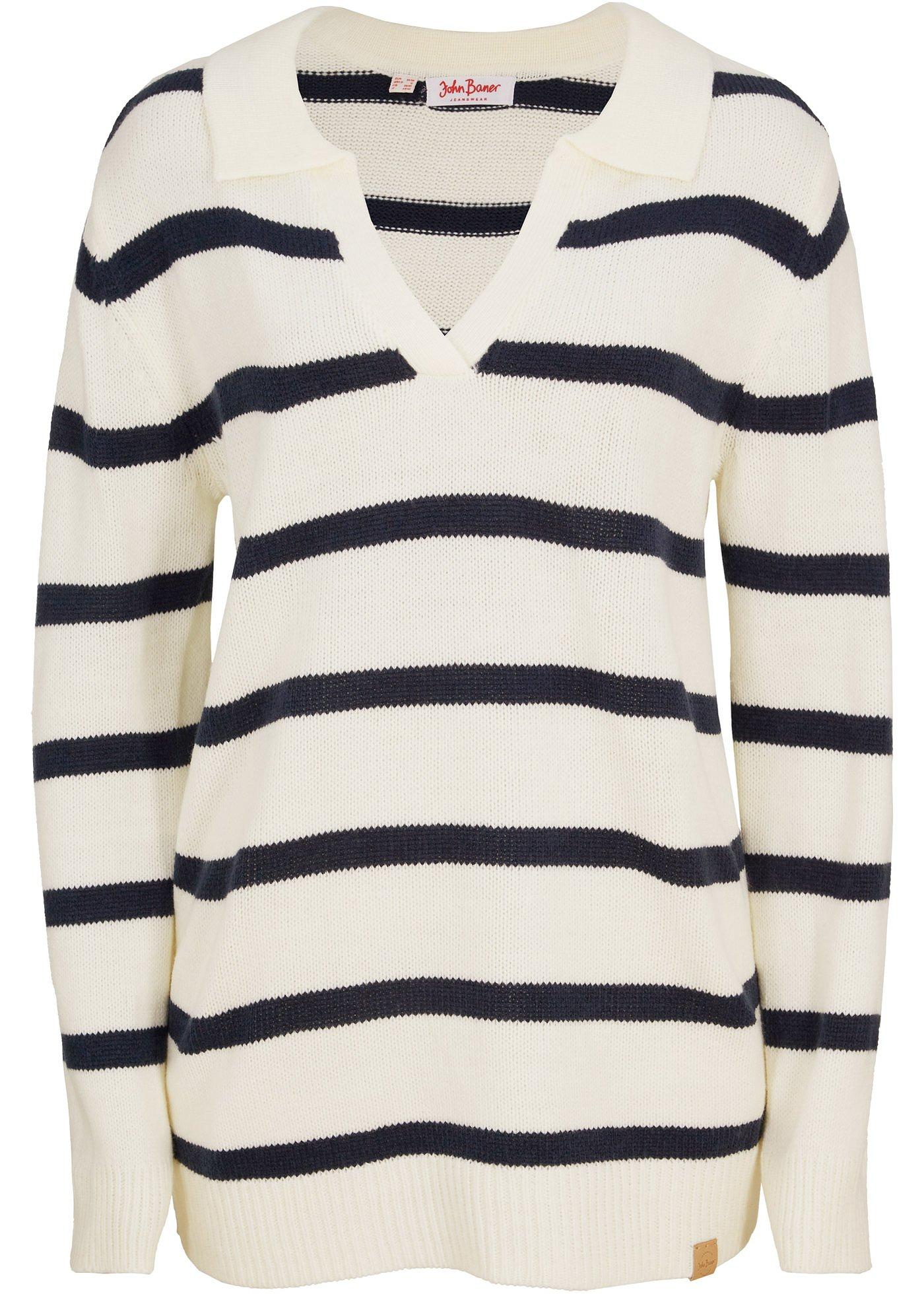 Pull avec col, rayé