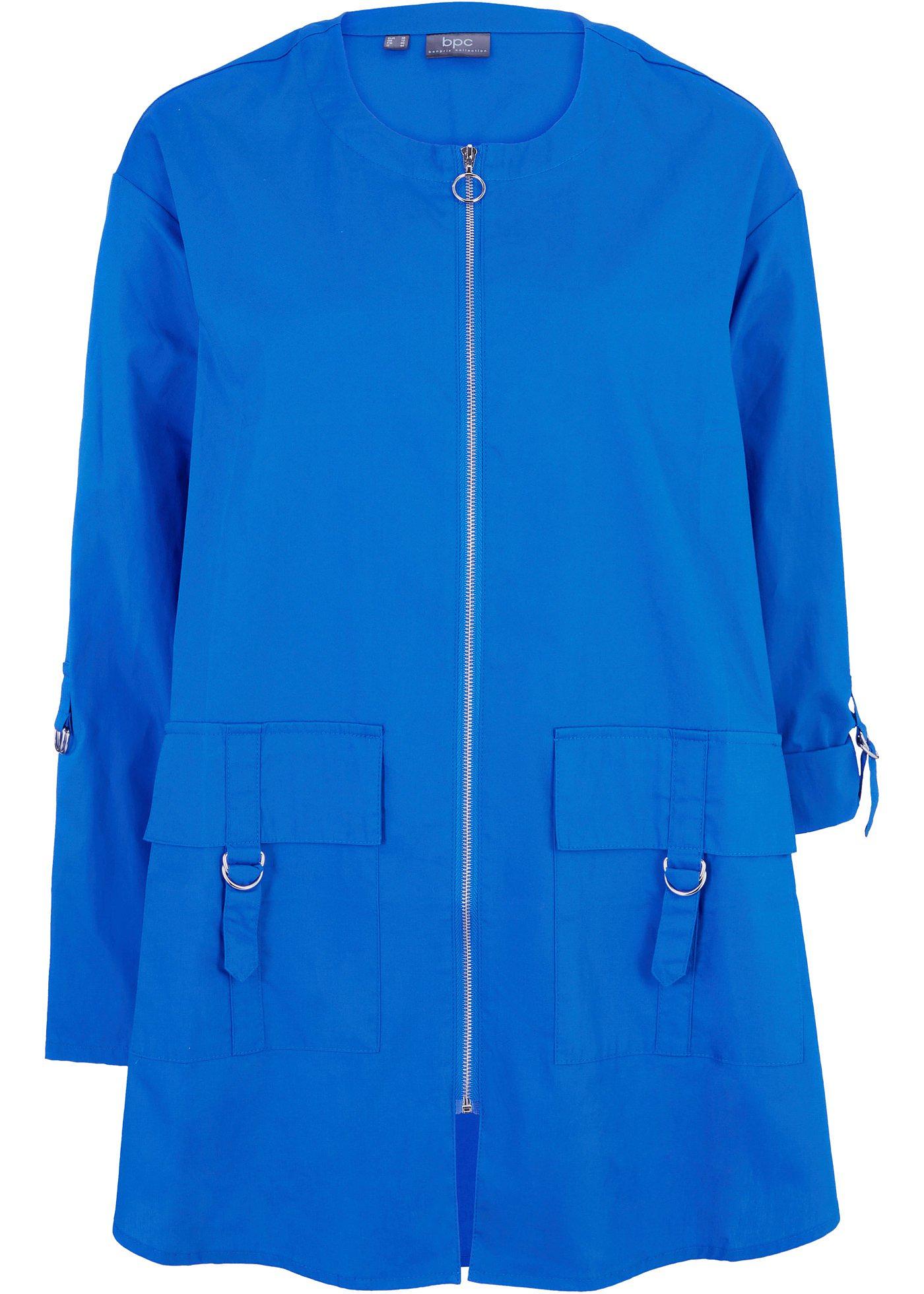 Tunique longue en popeline avec zip et poches