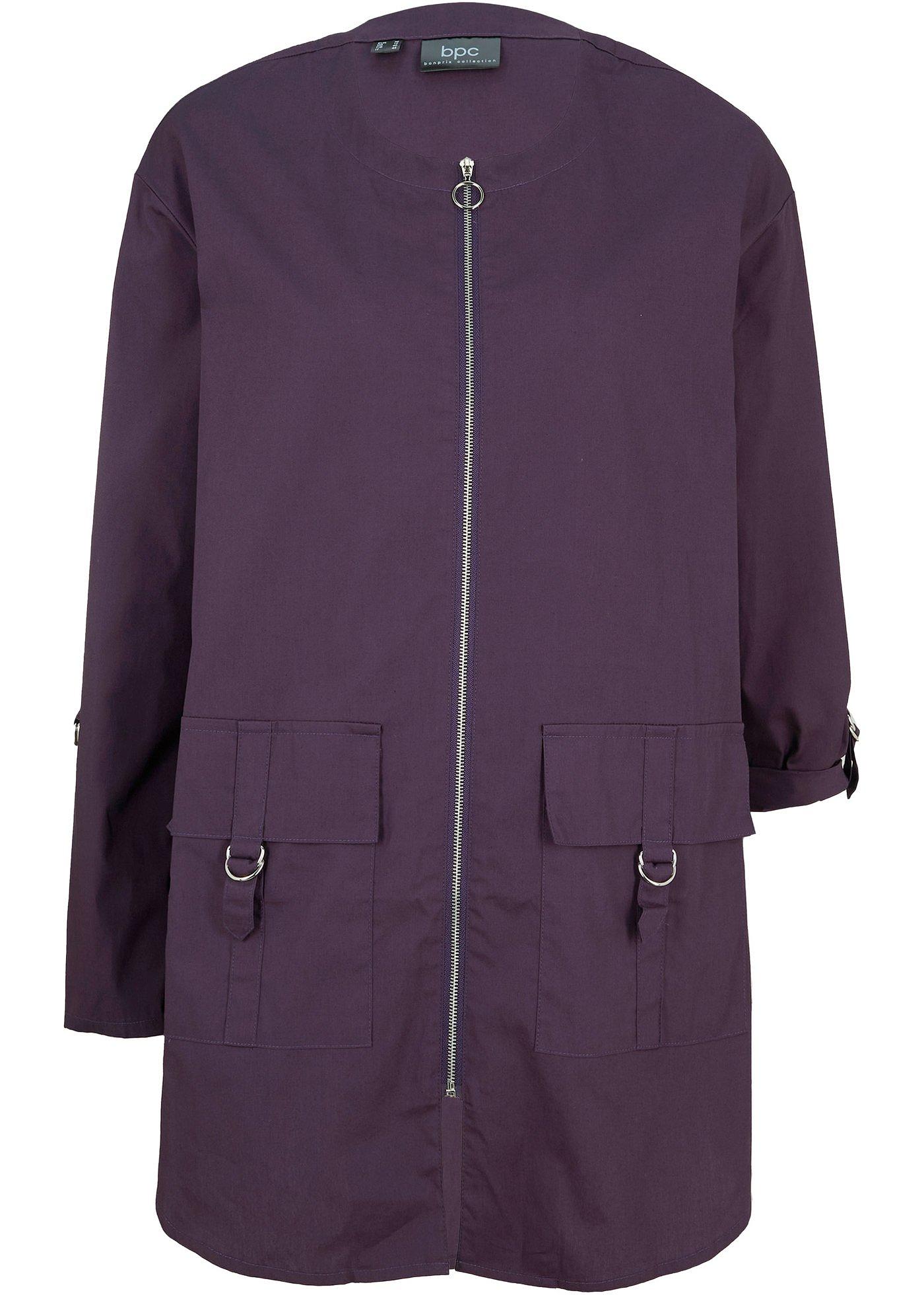 Tunique longue en popeline avec zip et poches