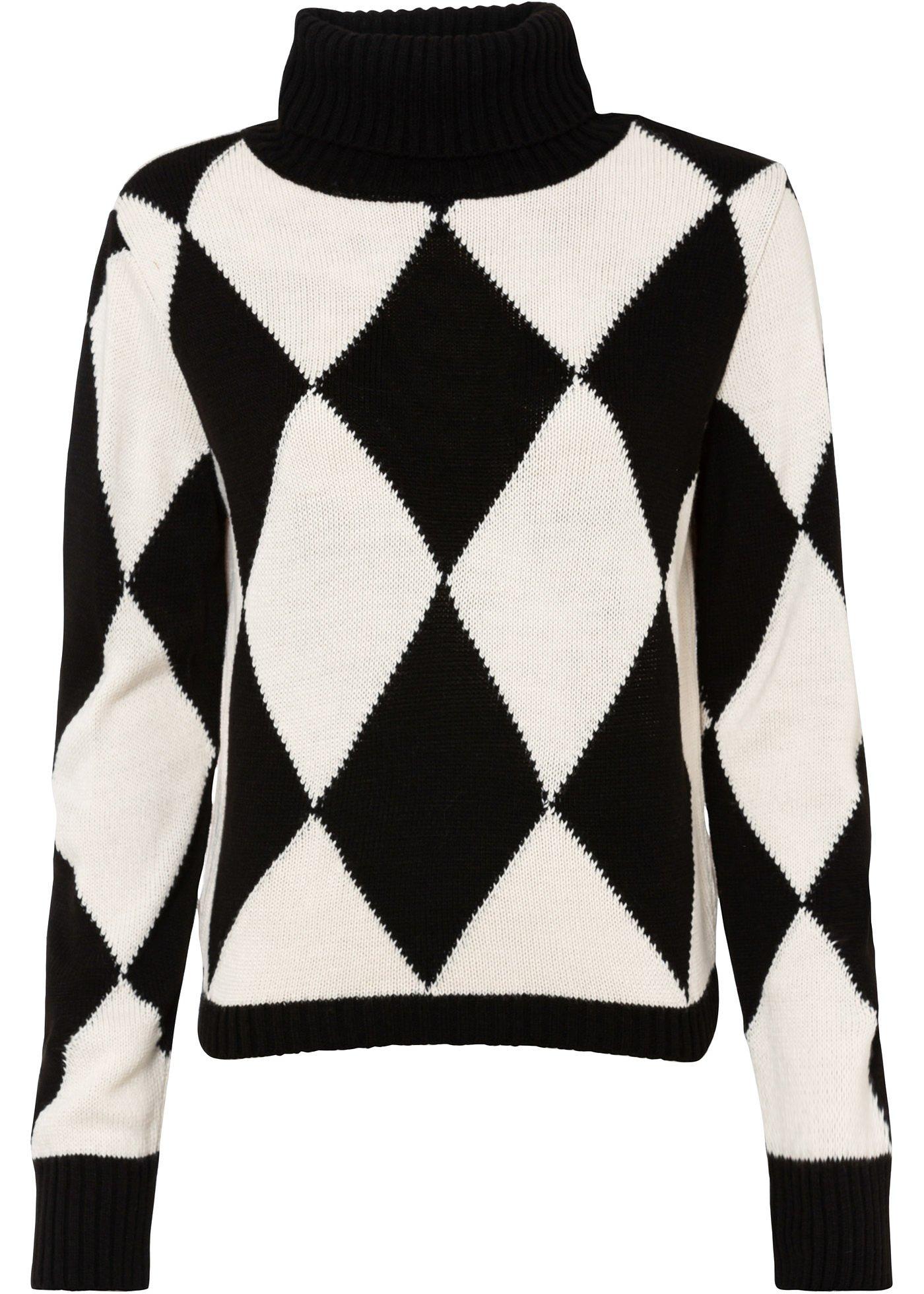 Pull col roulé à motif