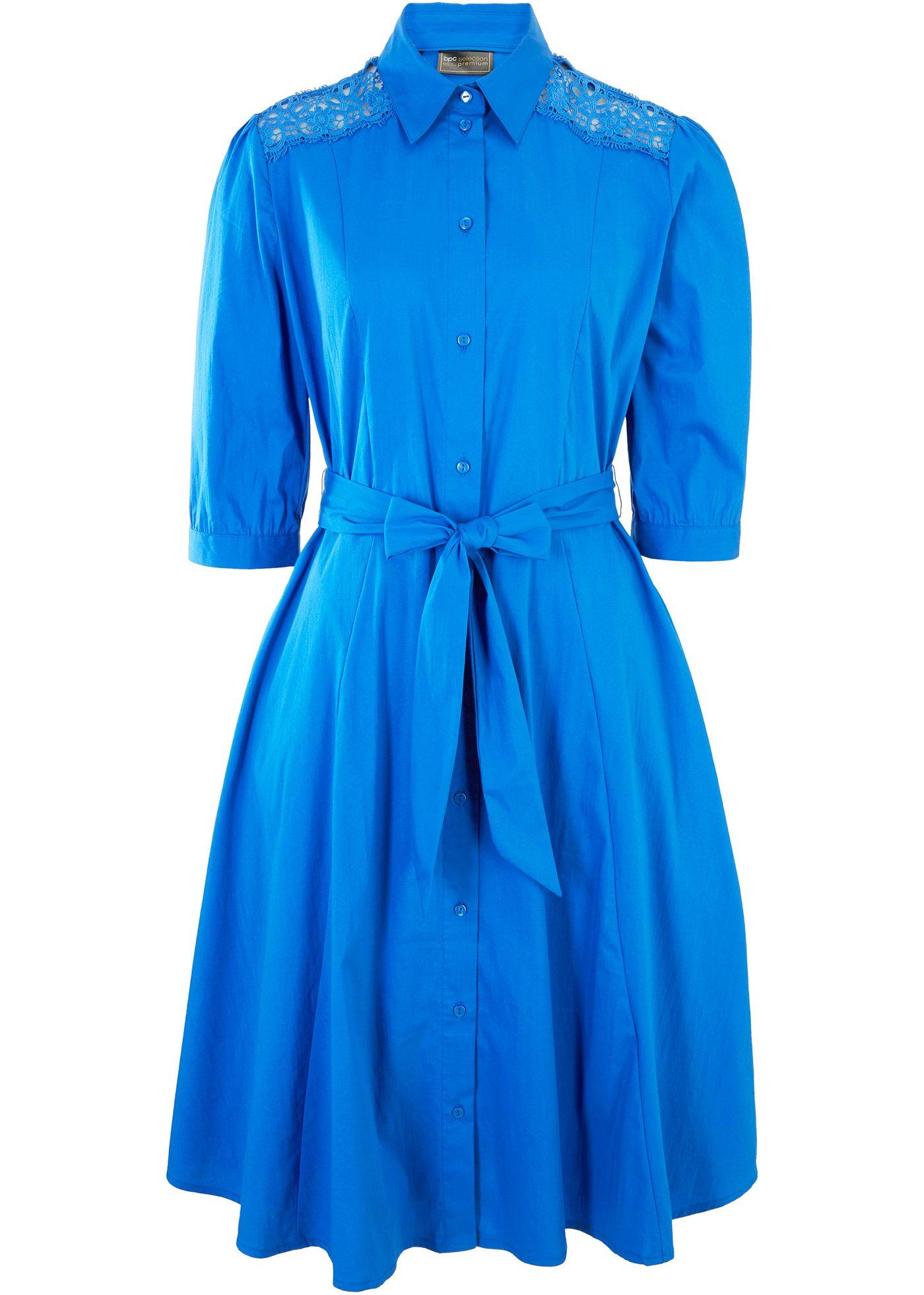 Robe-chemise à dentelle et ceinture à nouer