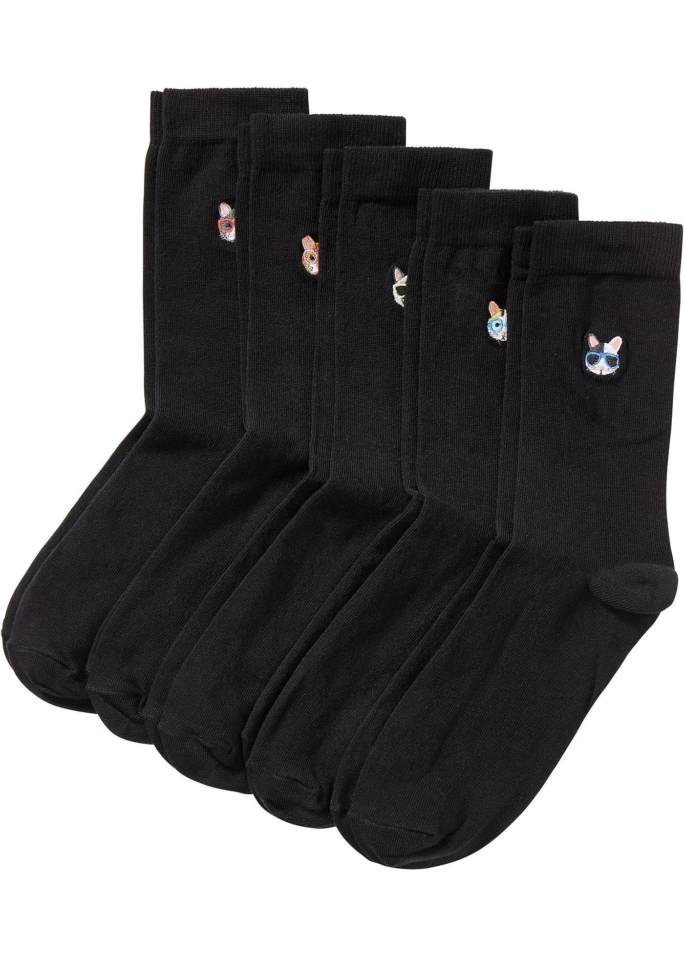 Lot de 5 paires de chaussettes avec broderie