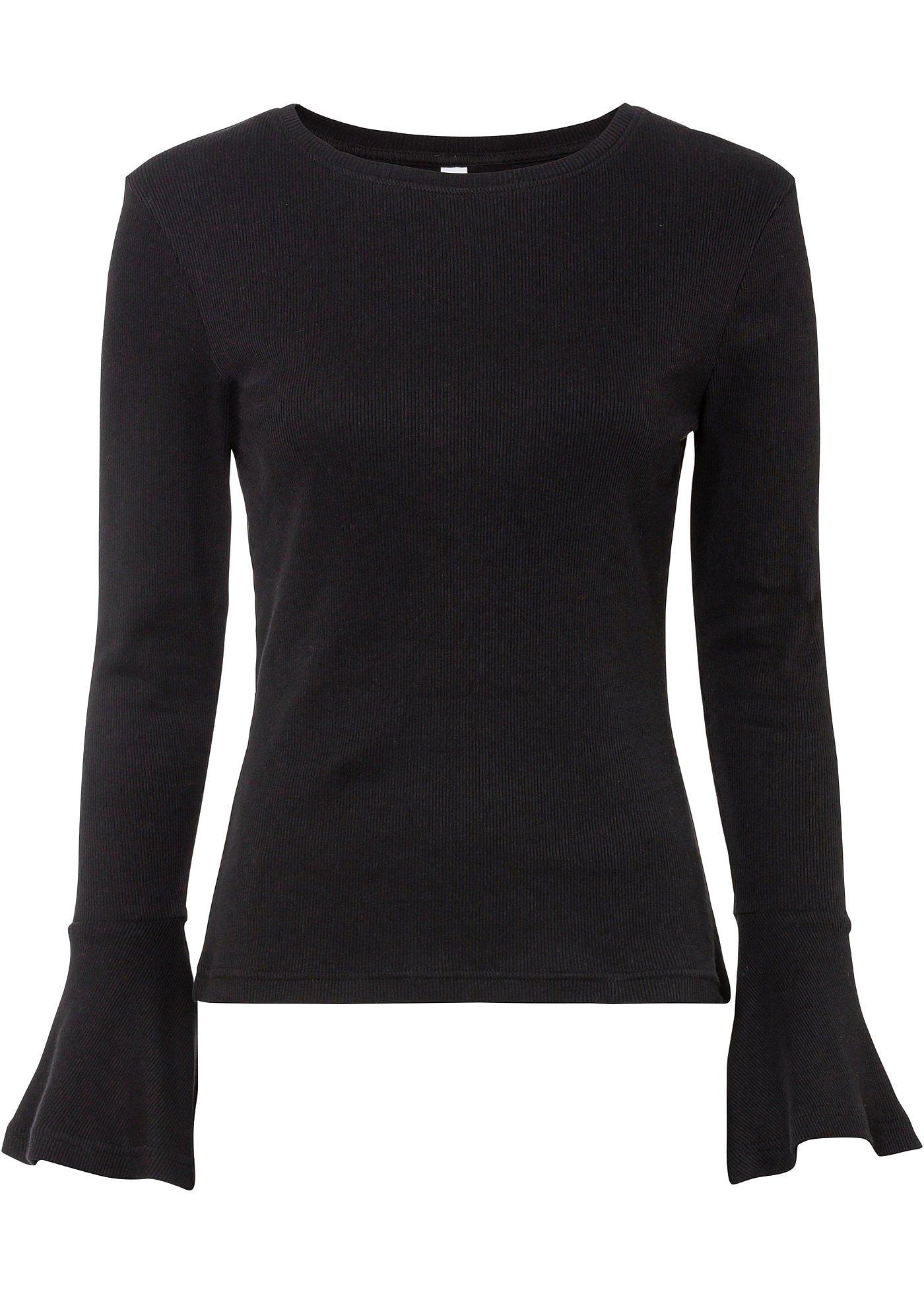 T-shirt côtelé à manches trompette