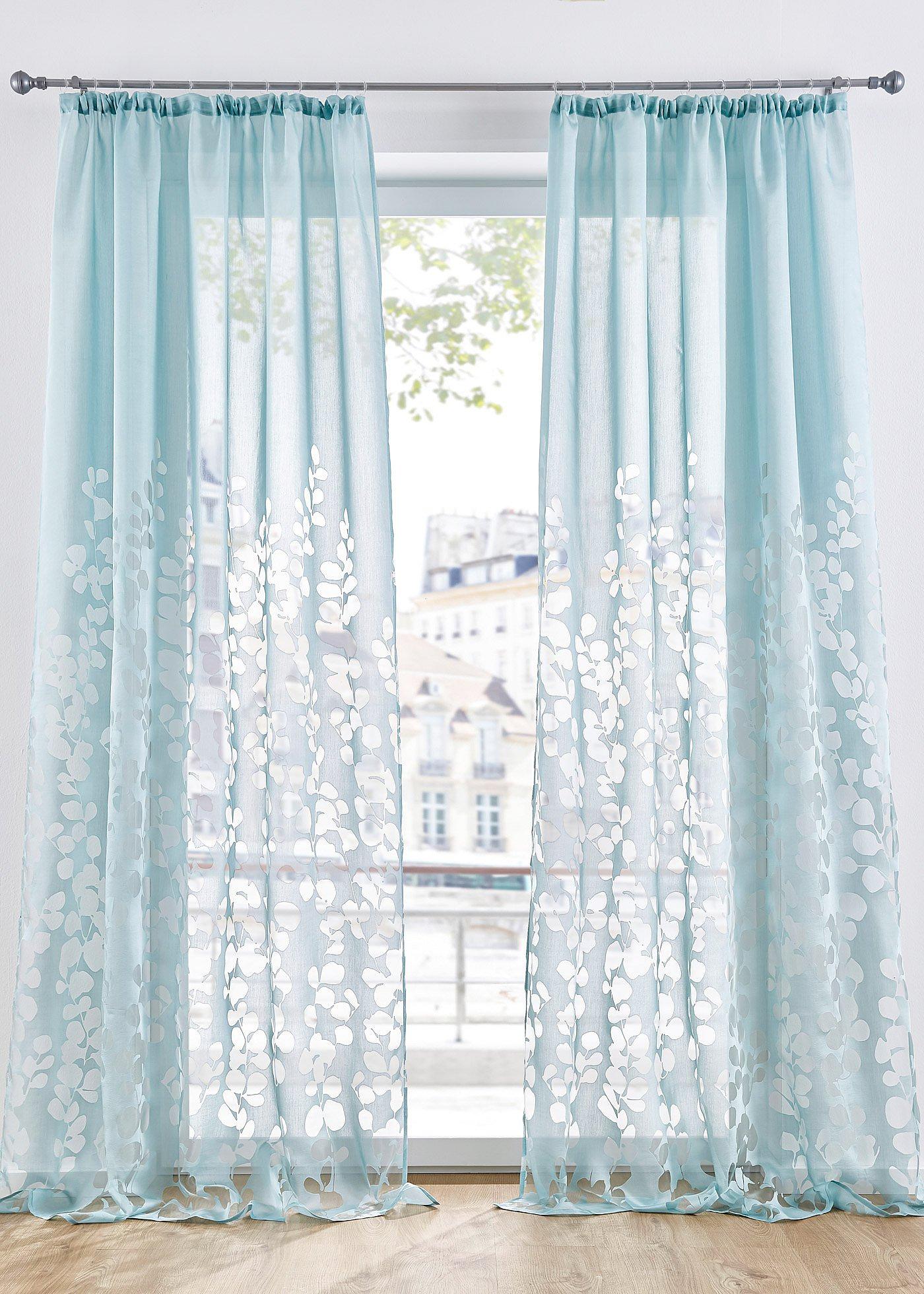 Voilage en dévoré avec feuilles (1 pce.)