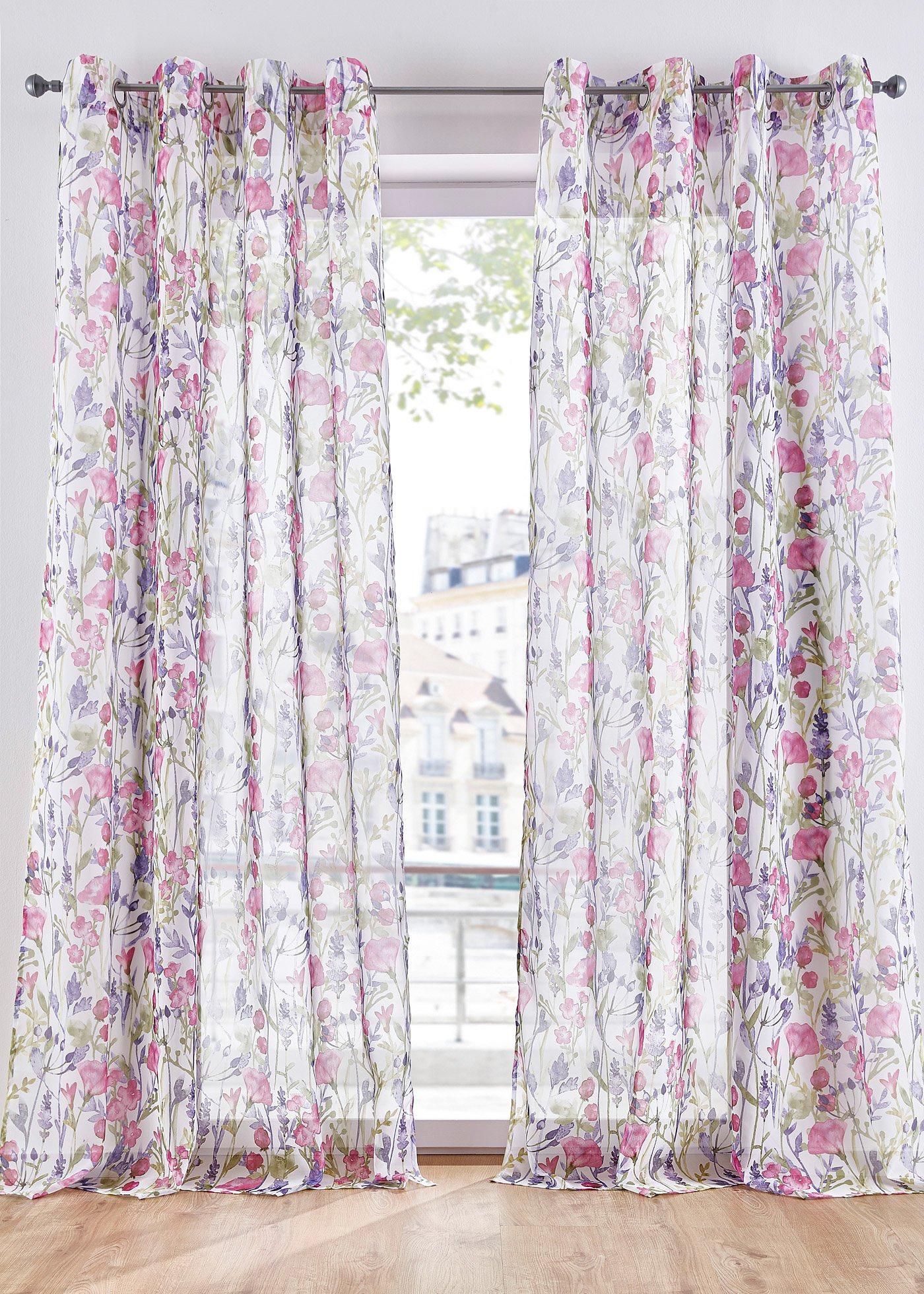 Voilage à imprimé floral (1 pce.)