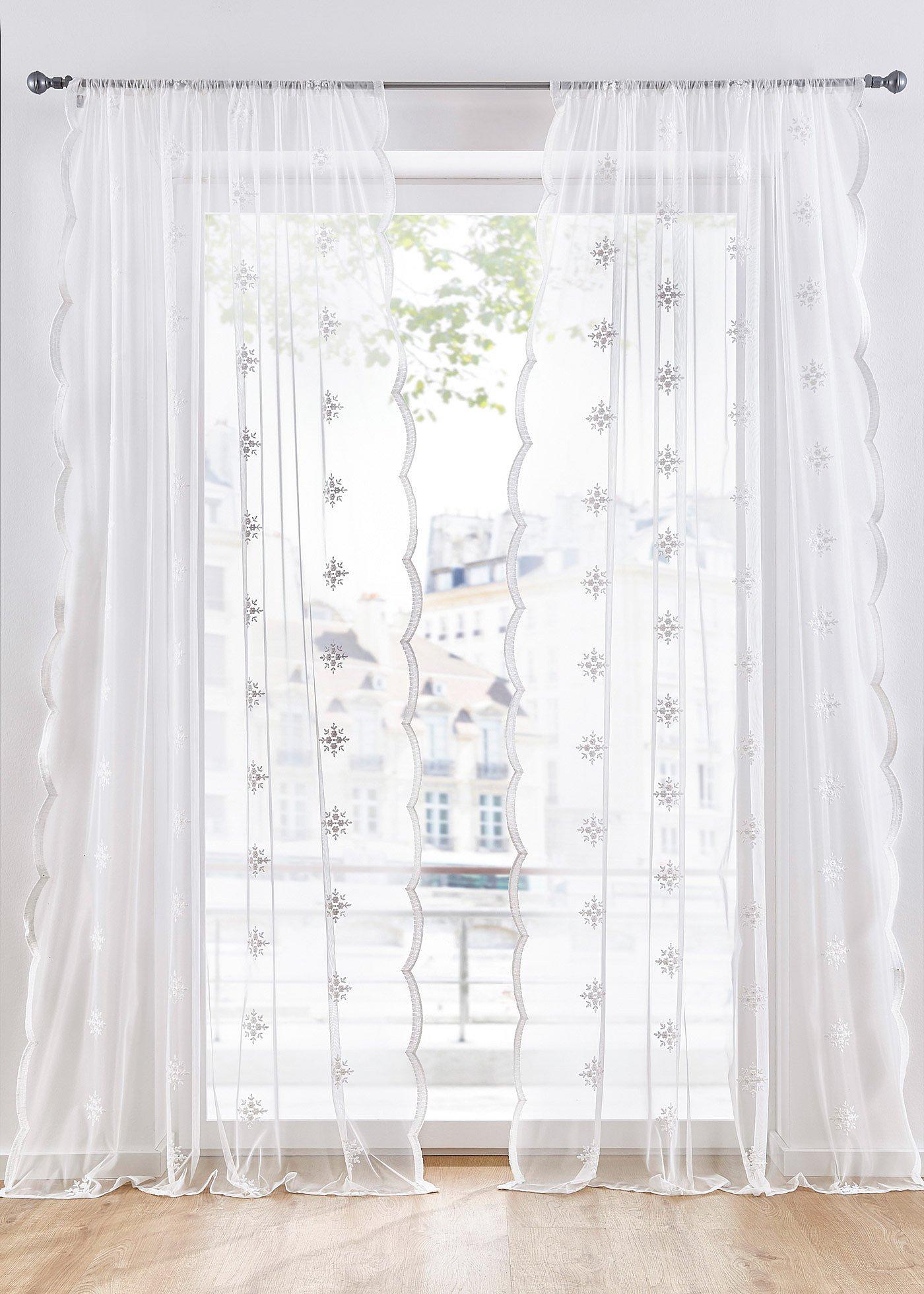 Voilage à broderie florale (1 pce.)