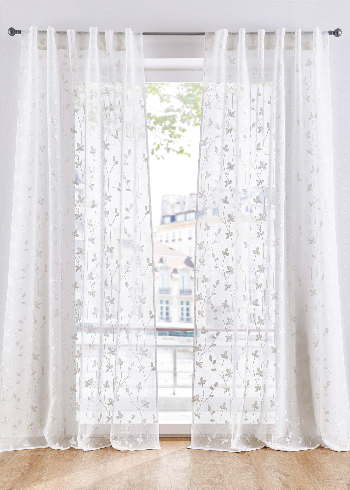 Voilage avec broderie florale