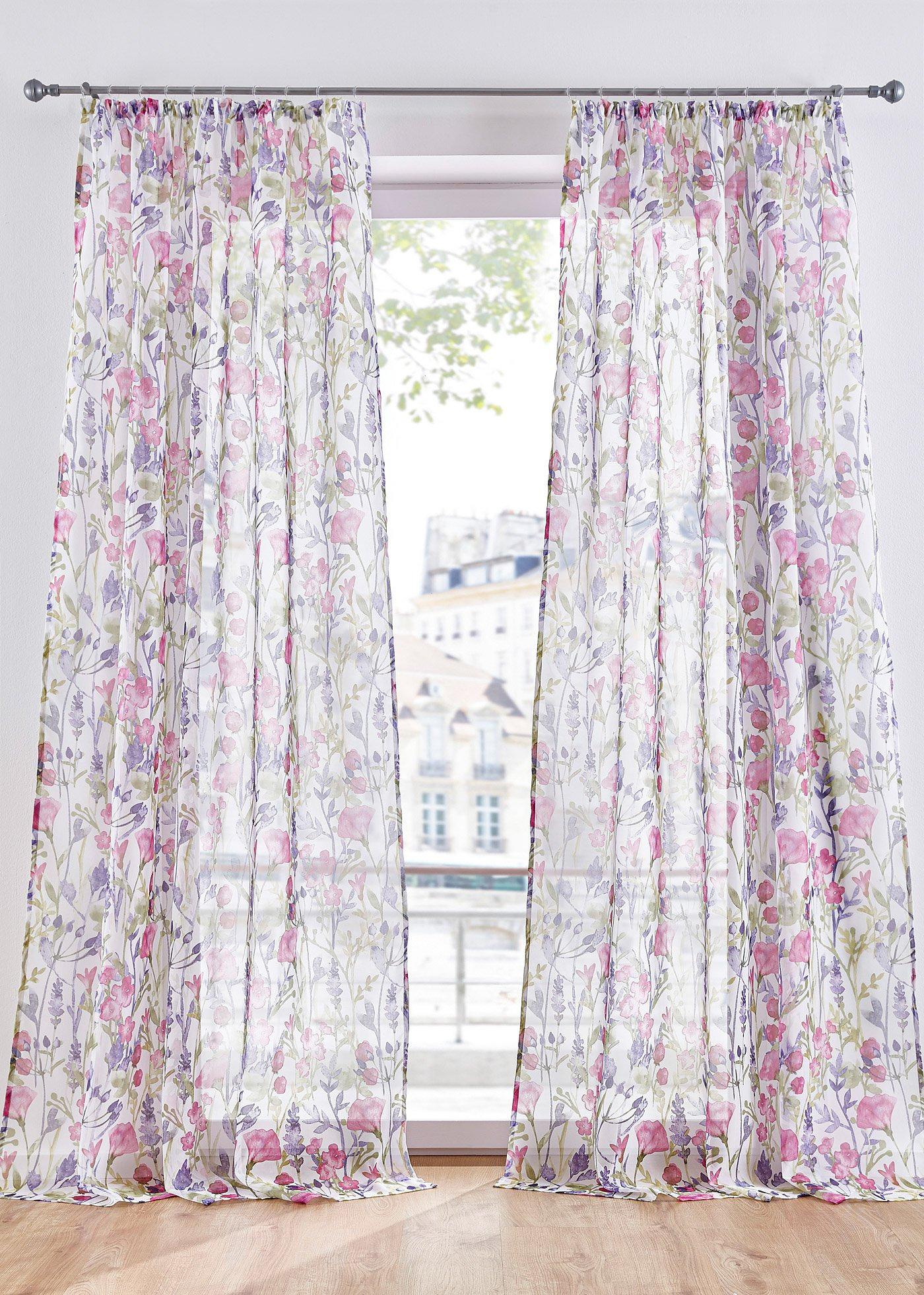 Voilage à imprimé floral (1 pce.)