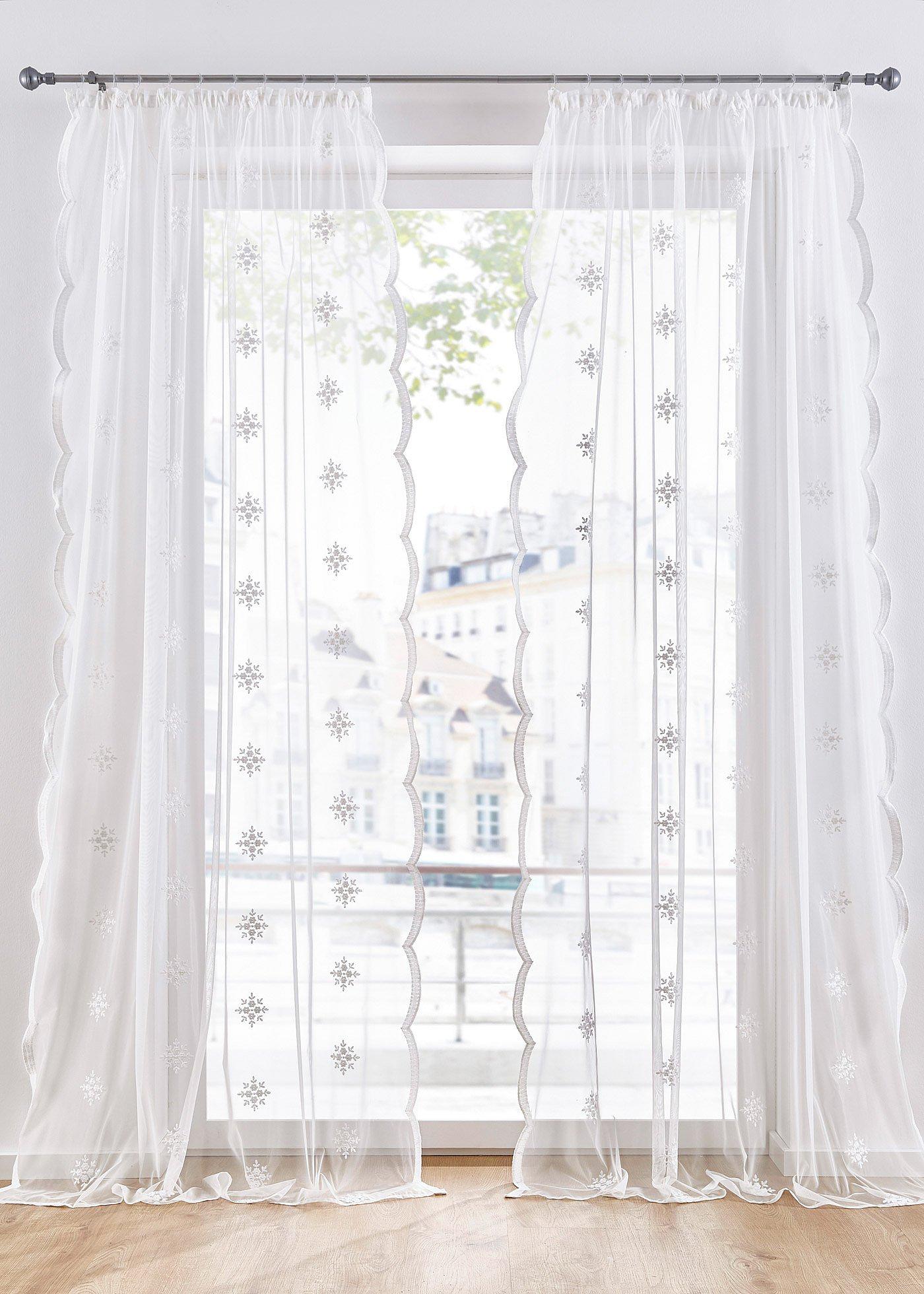 Voilage à broderie florale (1 pce.)