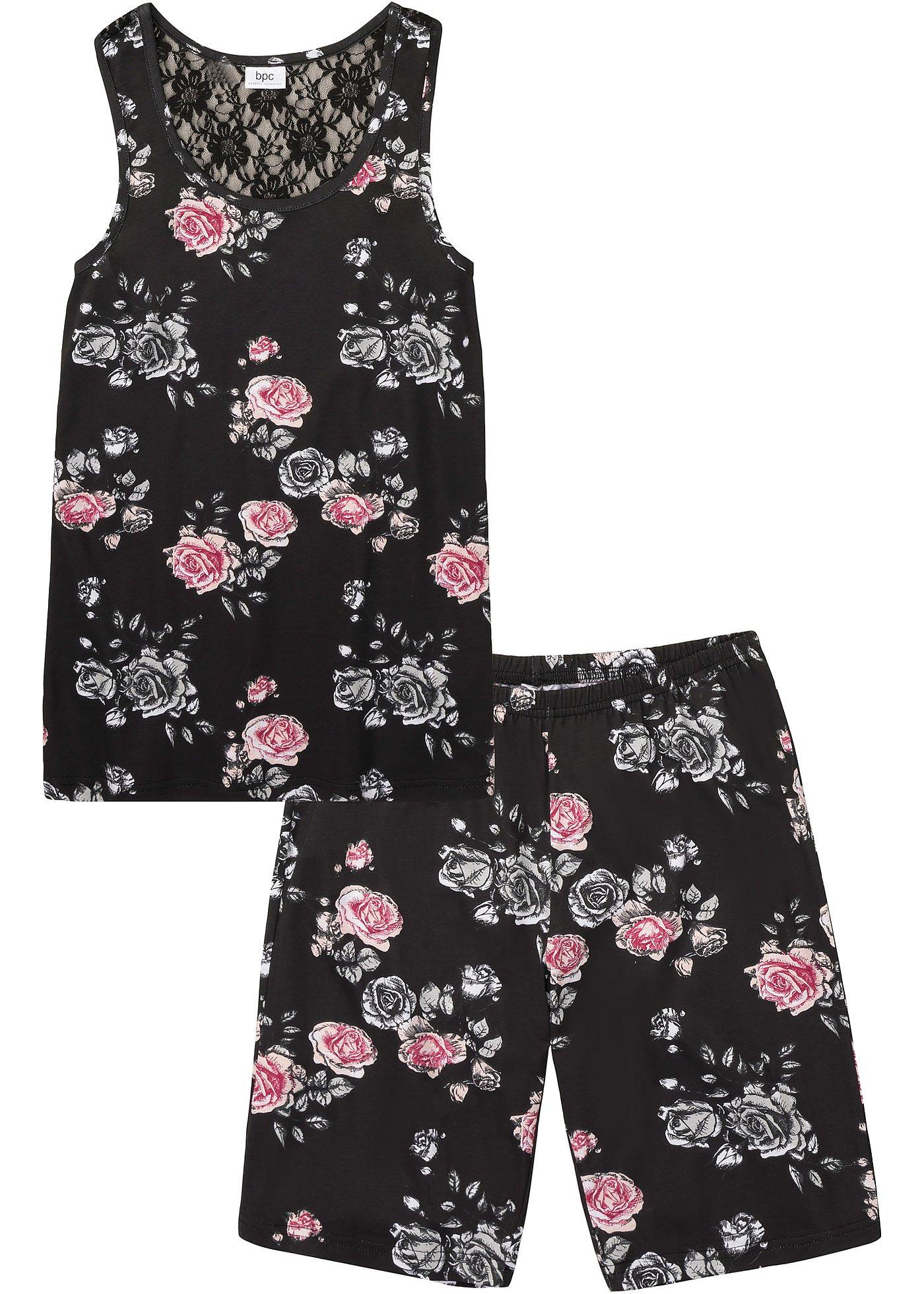 Pyjashort à dentelle avec bermuda