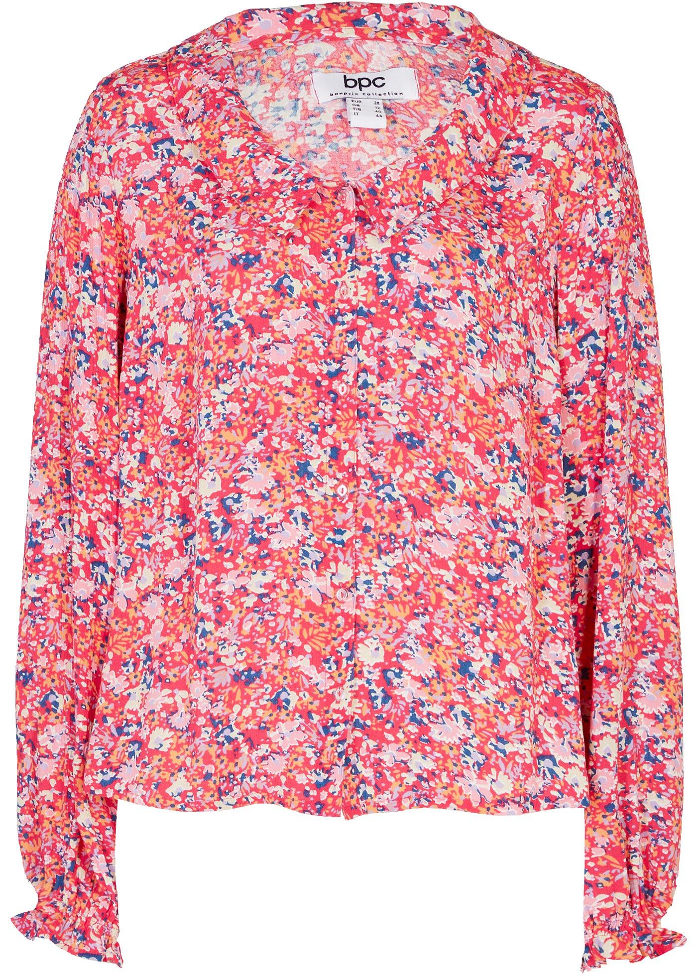 Blouse fleurie avec col, manches 3/4
