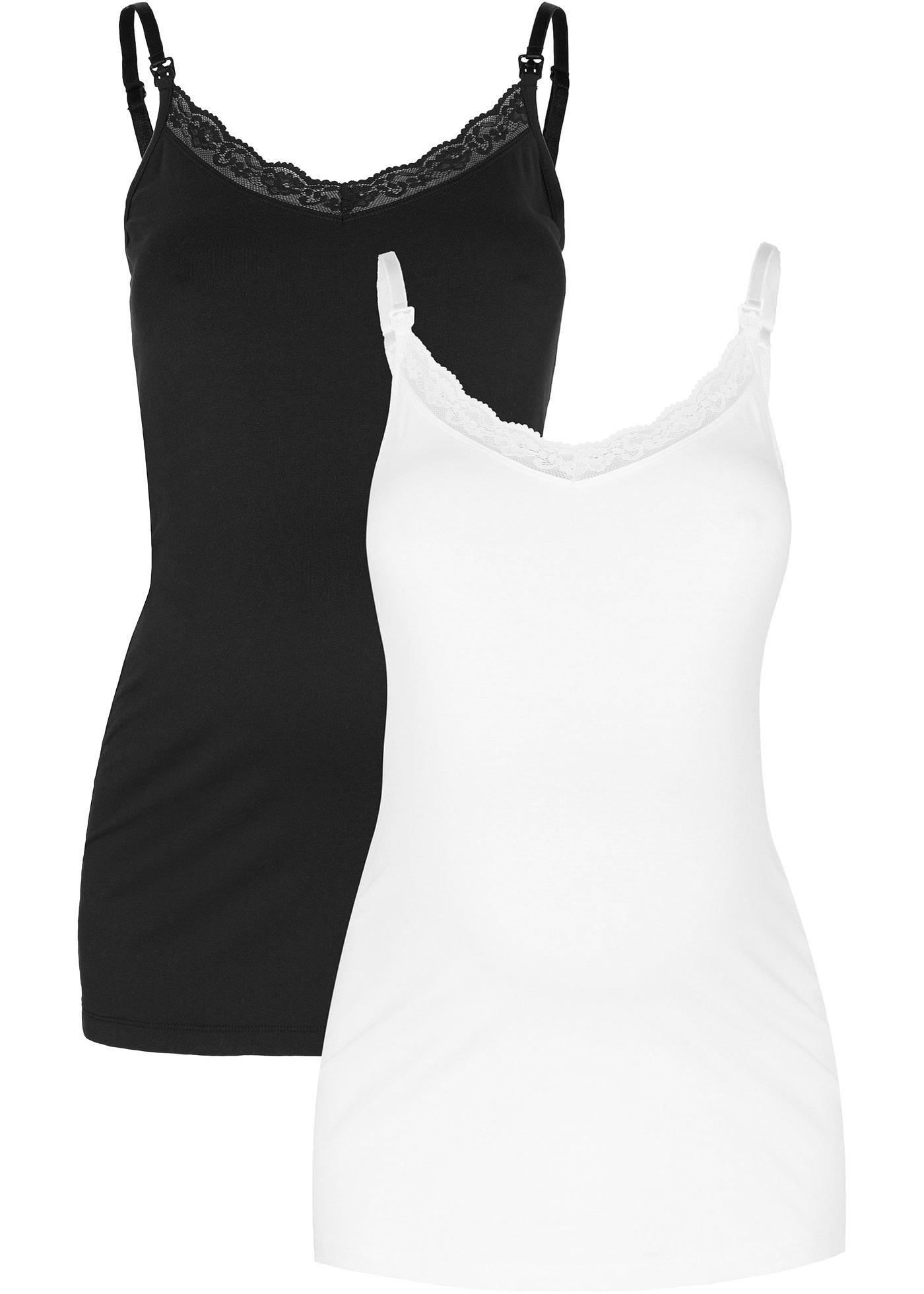 Lot de 2 tops d'allaitement avec dentelle avec coton