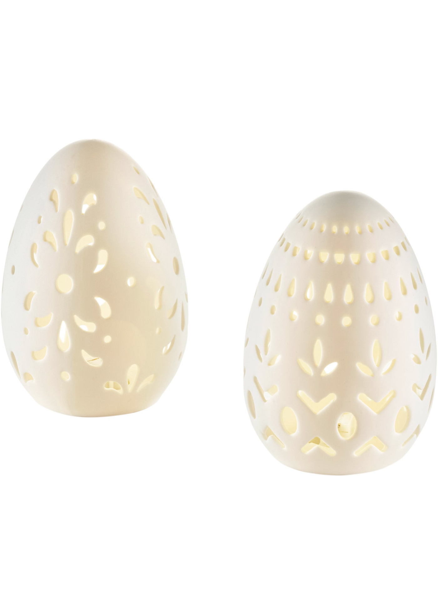 Objet déco LED œuf de Pâques avec perforations (Ens. 2 pces.)