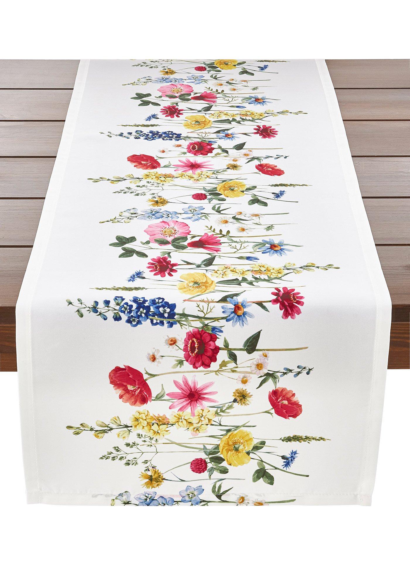 Chemin de table avec imprimé fleurs