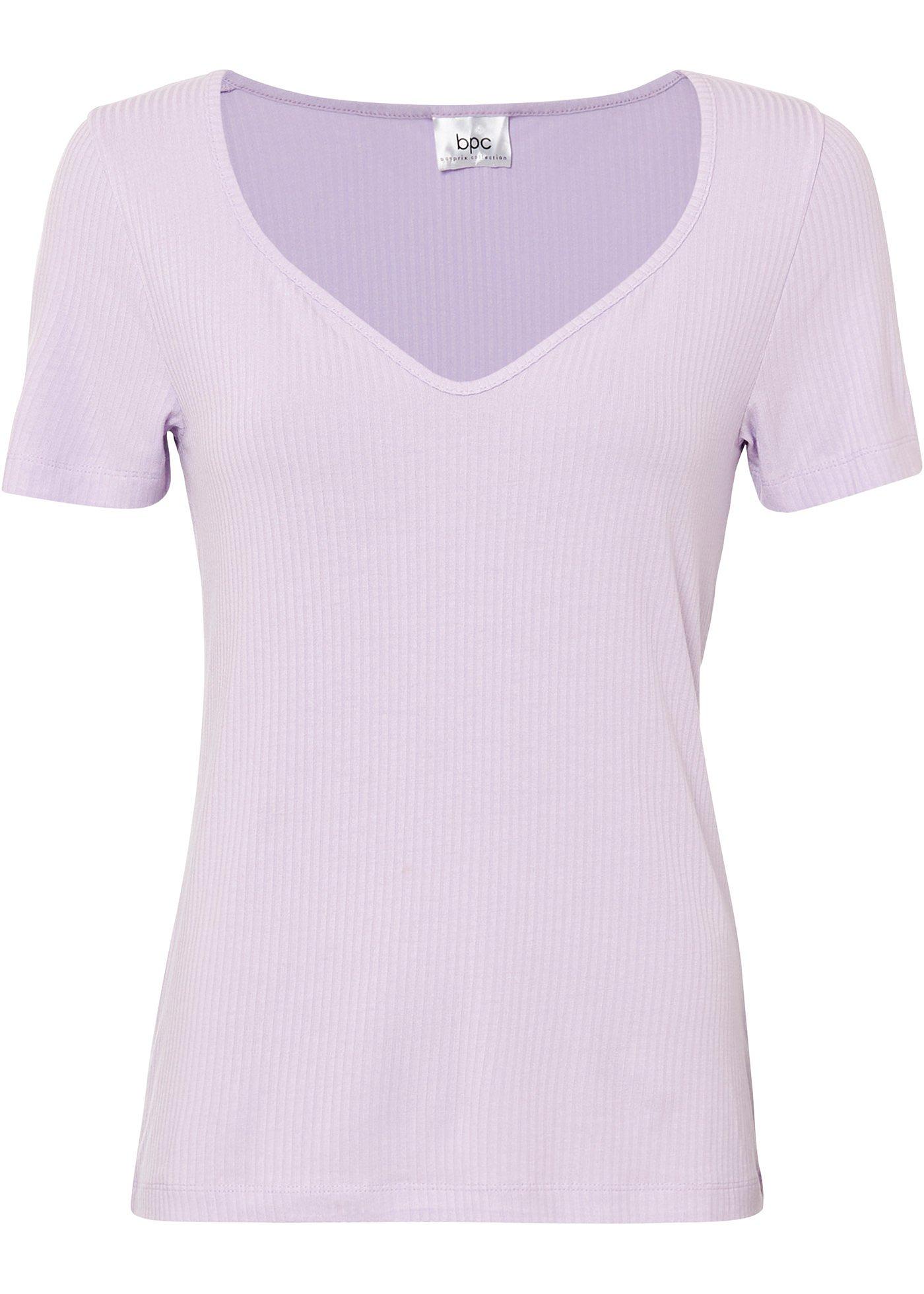 T-shirt côtelé avec décolleté cœur