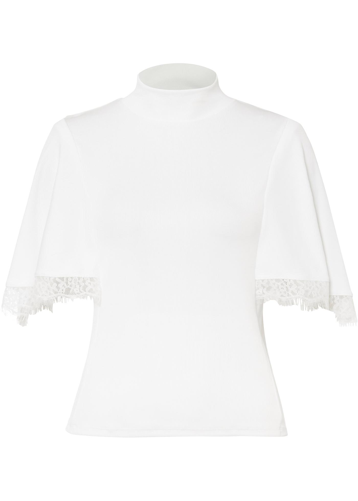 T-shirt côtelé à dentelle