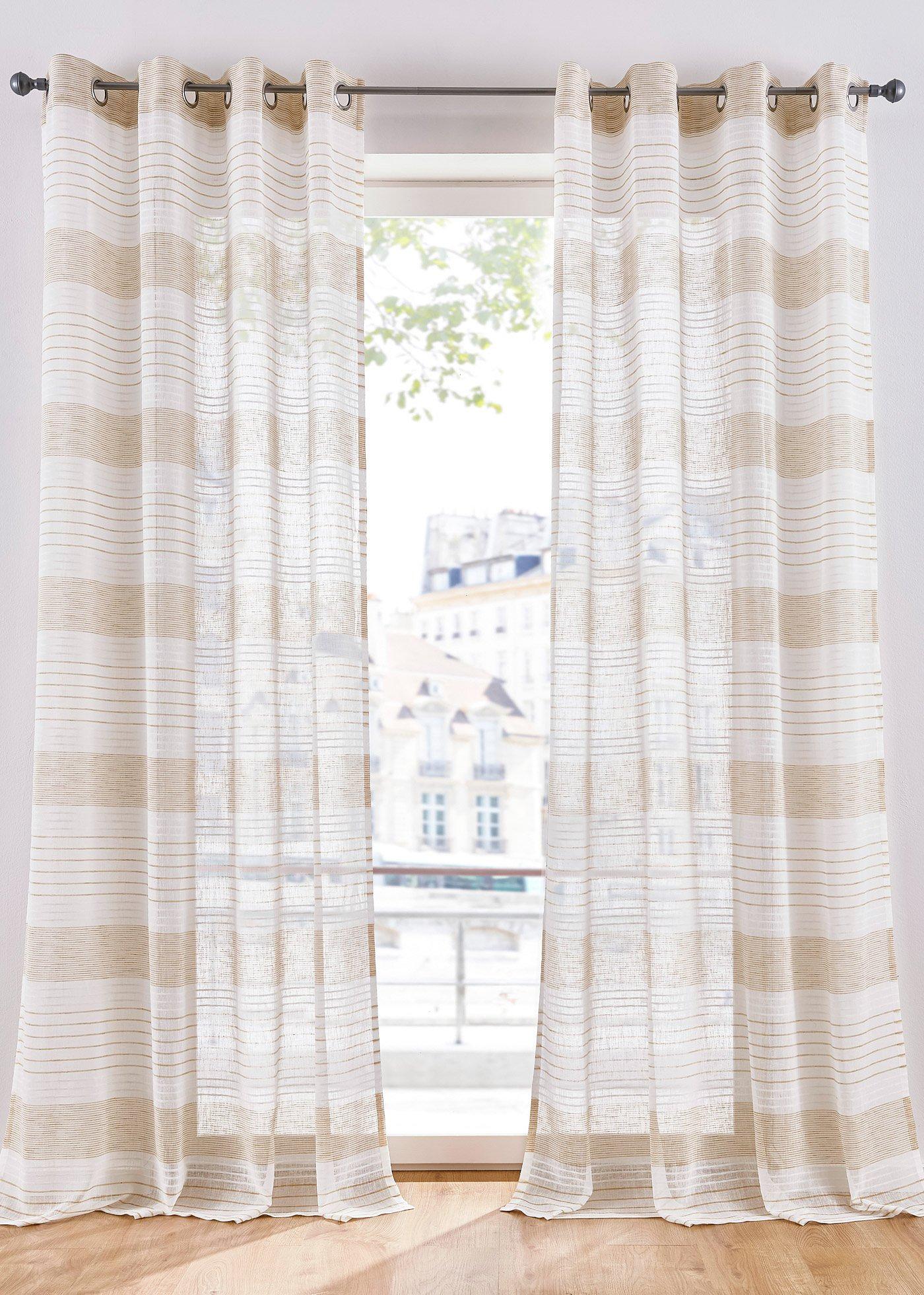 Voilage à rayures horizontales (1 pce.)