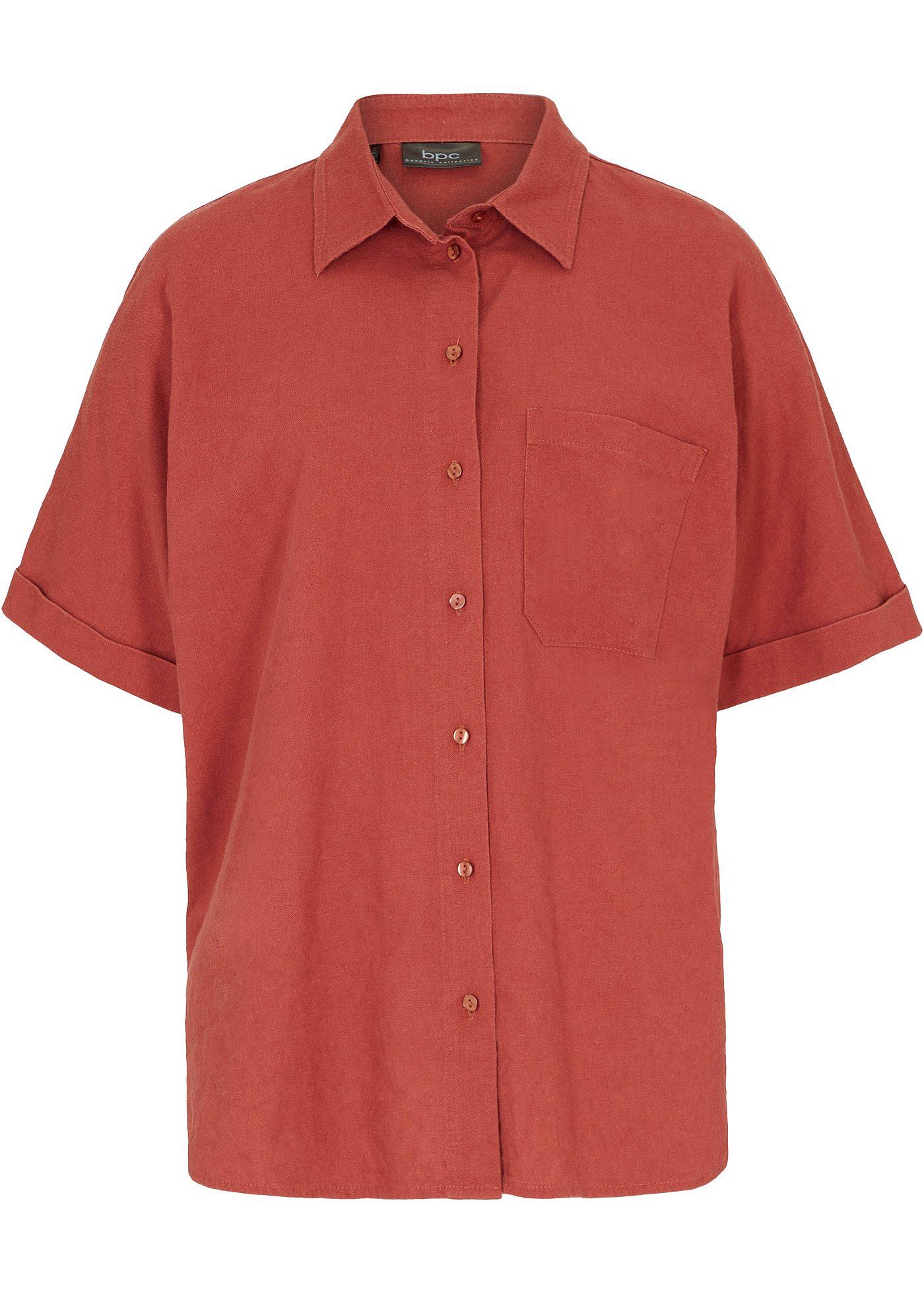 Chemisier mi-manches oversize avec lin majoritaire