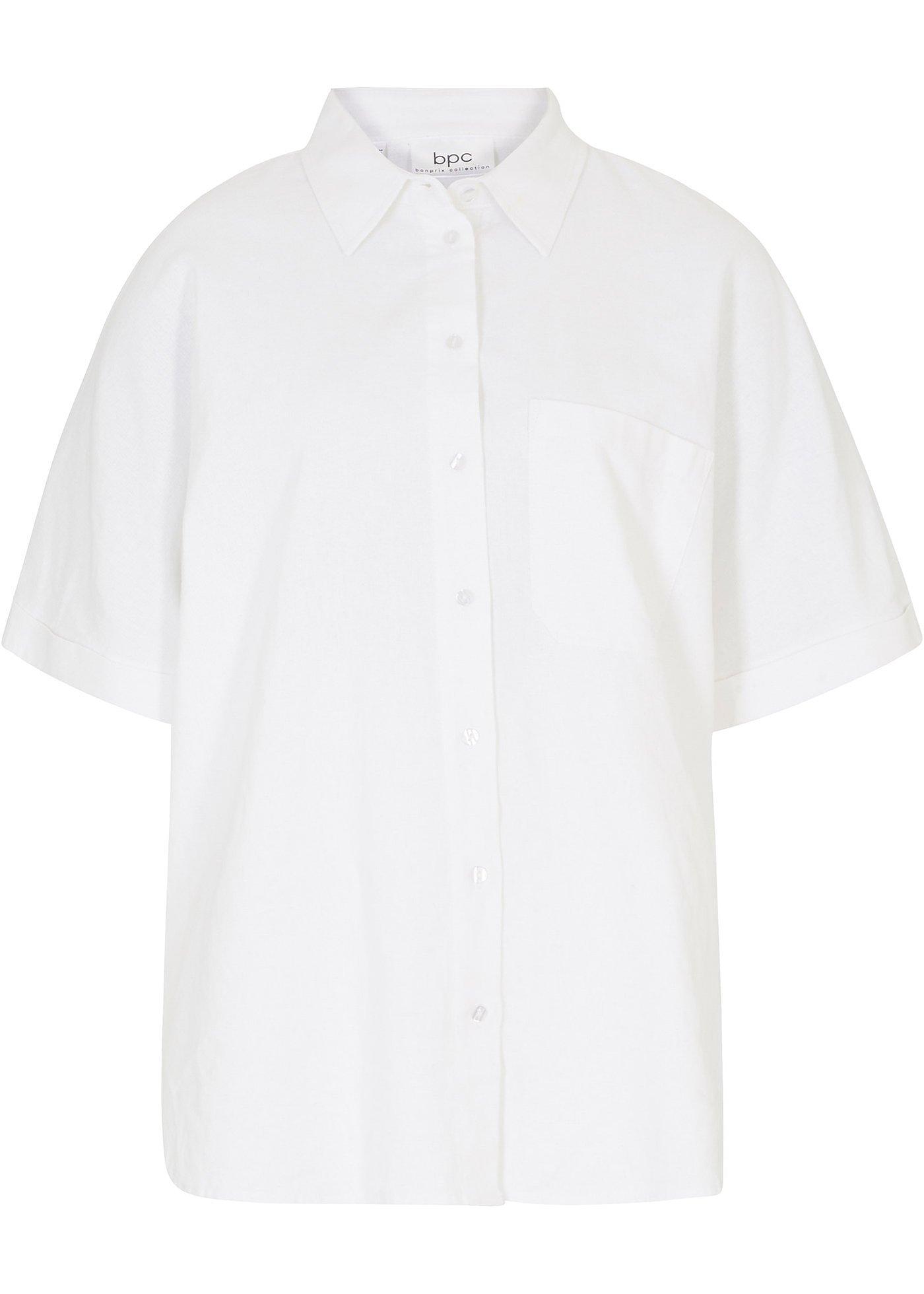 Chemisier mi-manches oversize avec lin majoritaire