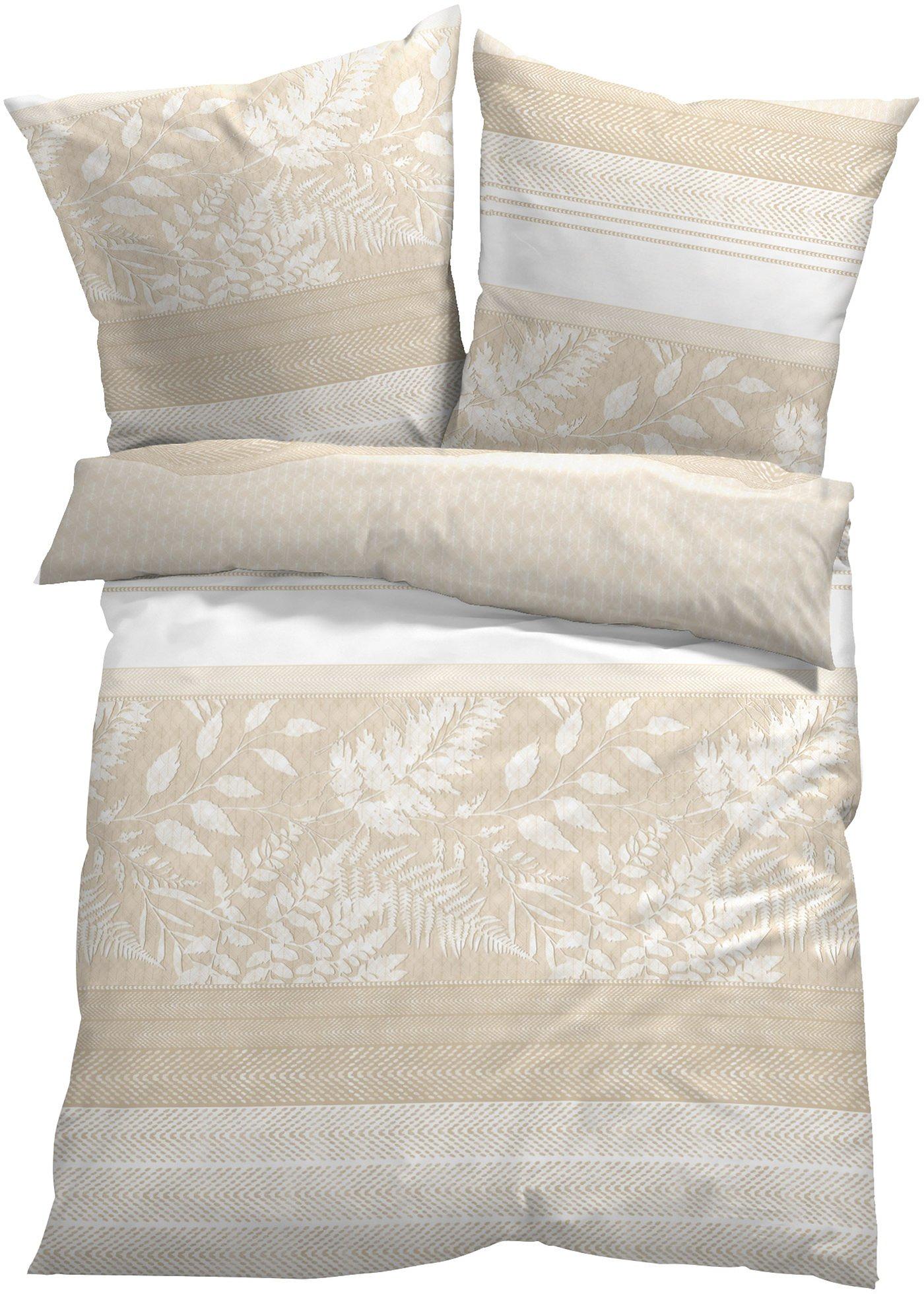 Parure de lit avec rayures et feuilles
