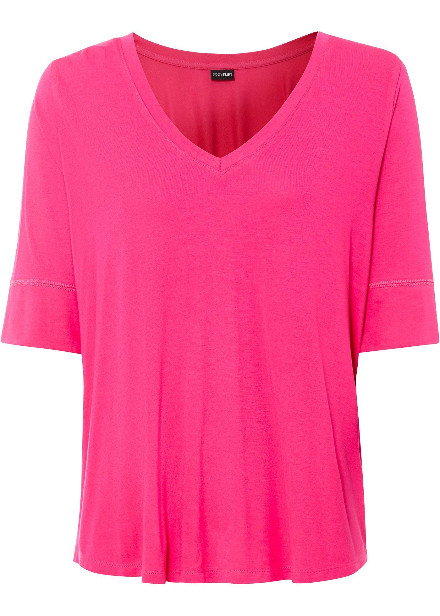 T-shirt col V en viscose
