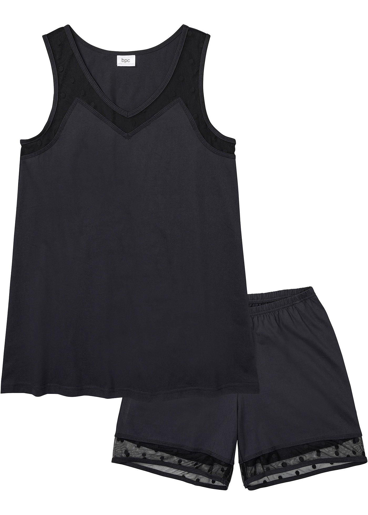 Pyjashort avec empiècement en dentelle