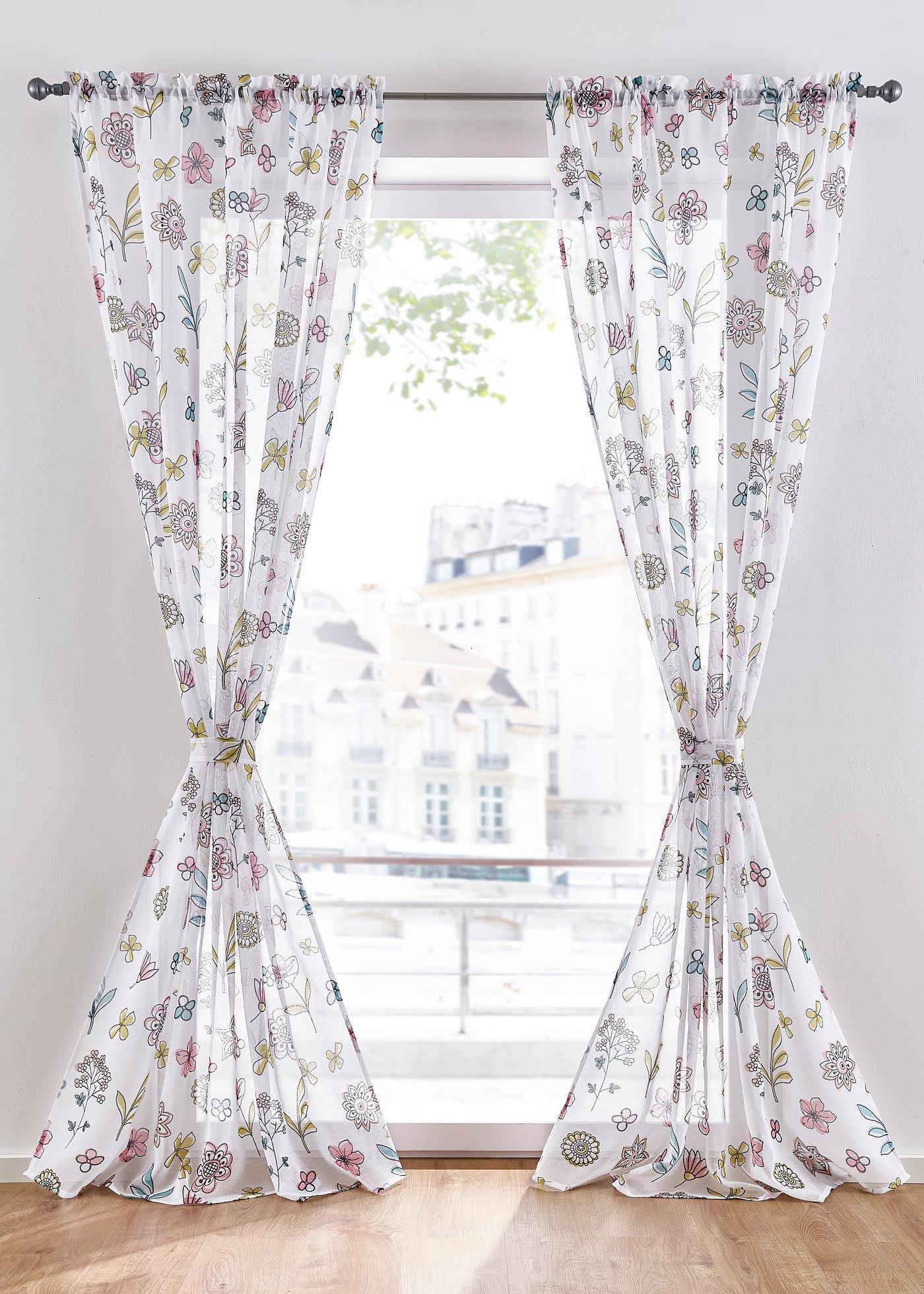 Voilage à imprimé floral (1 pce.)